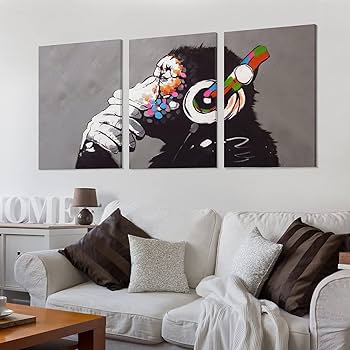 banksy 音楽を聴く猿　バンクシー　804×607×35 大きめ　樹脂 banksy 音楽を聴く猿 バンクシー 804×607×35 大きめ 樹脂 Amazon