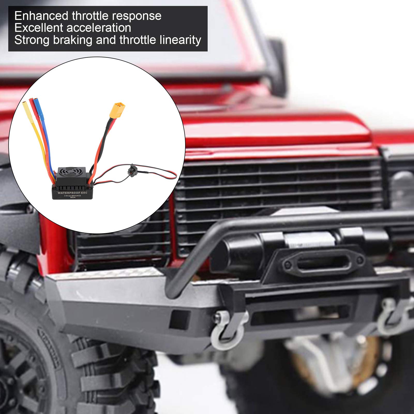 60A Waterproof Brushless ESC Electric Speed Controller for SCX10 1/10 RC Car Model ESC Brushless(TRX4)