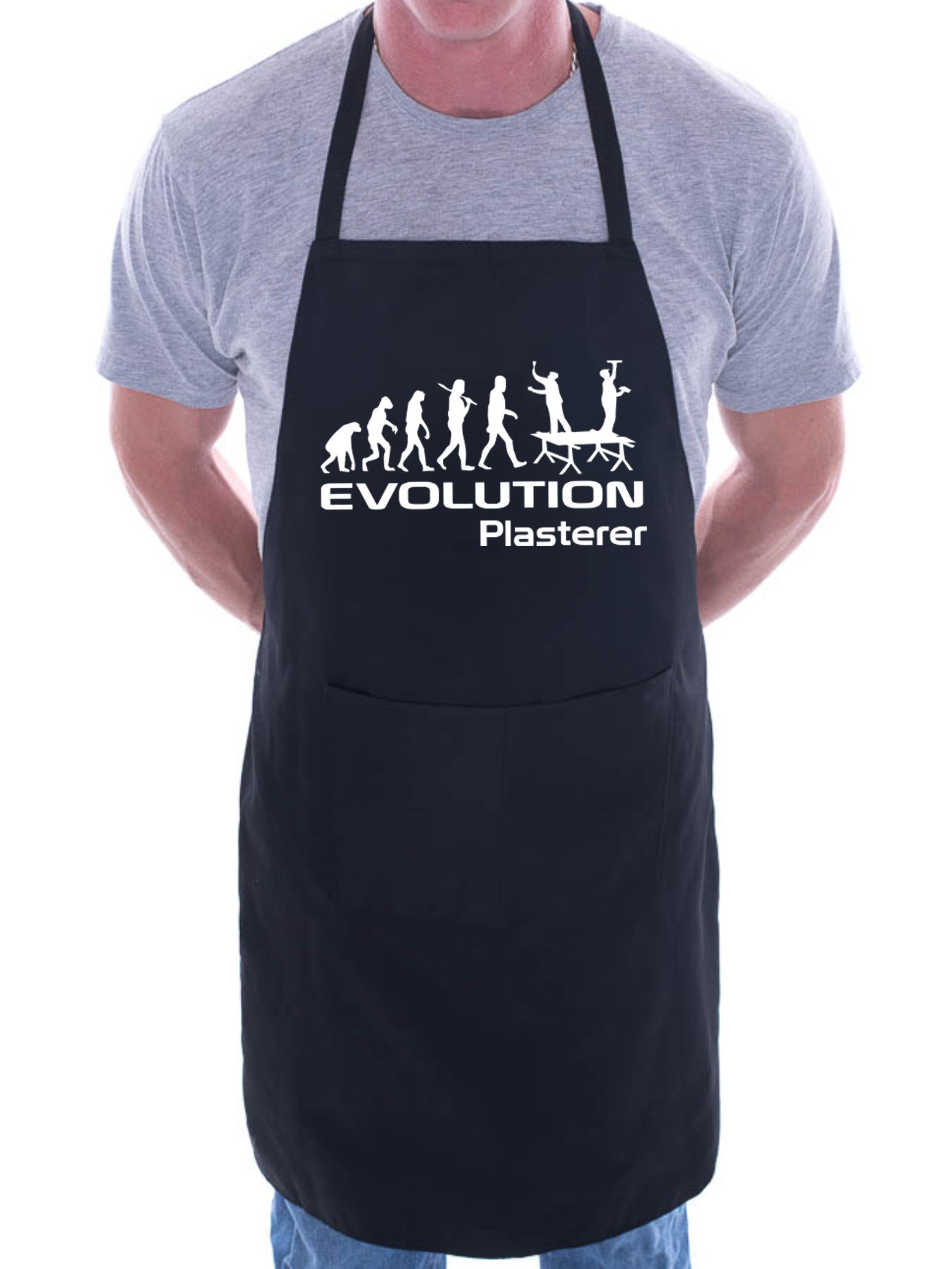 Print4U Evolution Of Plasterer BBQ Cooking Funny Novelty Apron Black