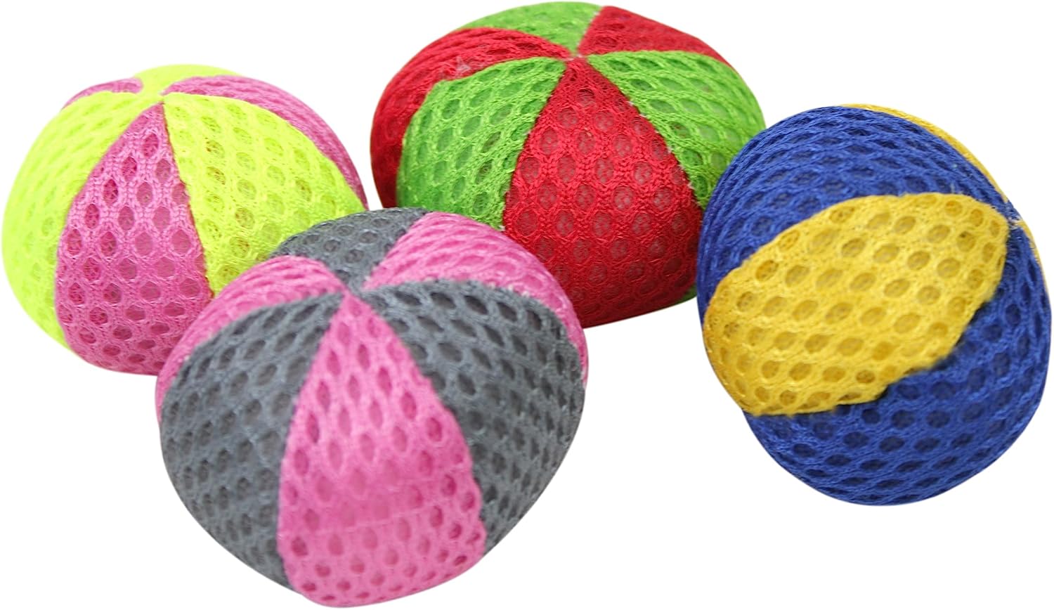 Pack of 4 Fabric Catnip Filled Balls - 4cm - Multicoloured