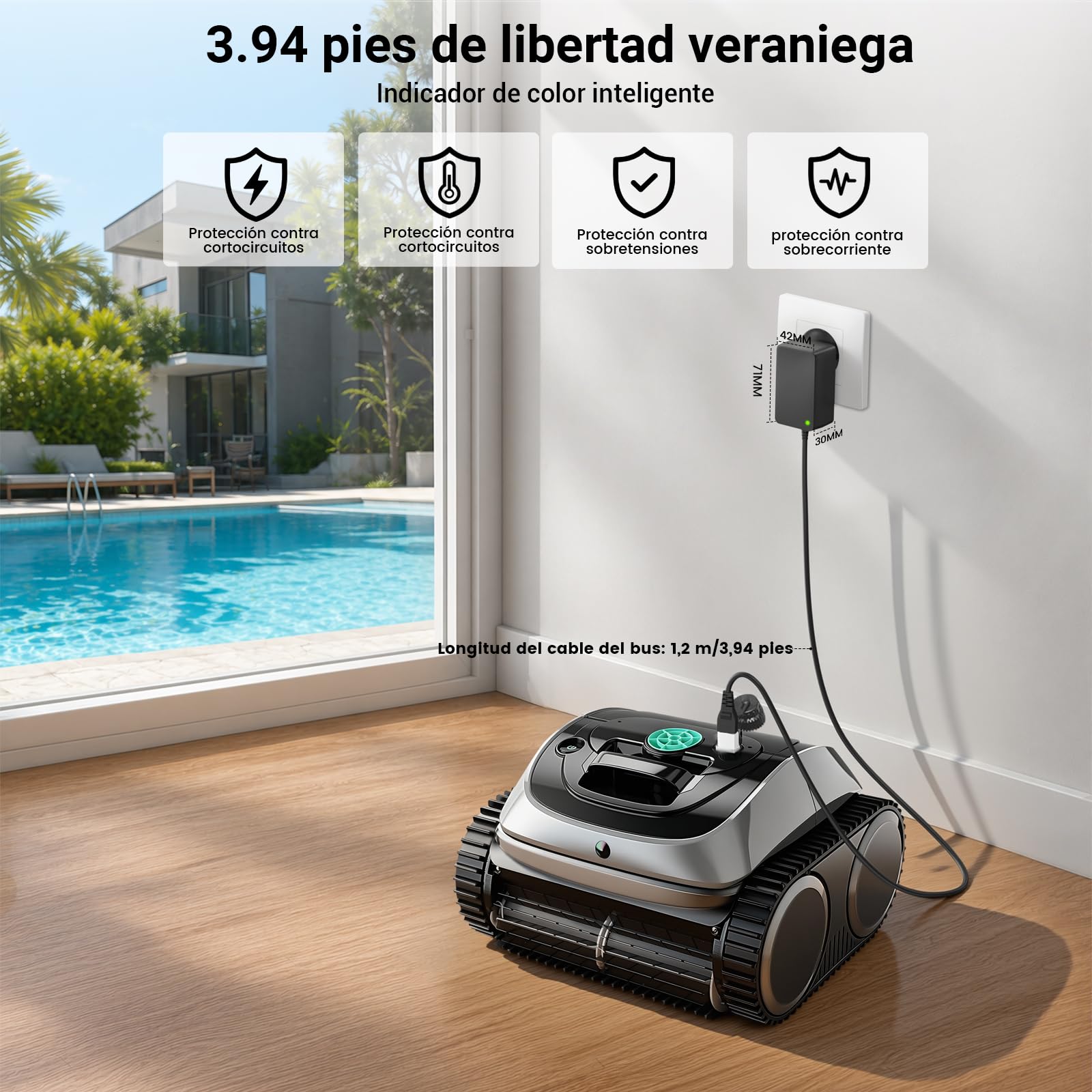 Bouge Pool Robot Cleaner Adaptador Compatible con Wybot C1 OS7010C Robot Aspirador Piscina 25.2V Sustitución Cargador Cable para Limpiafondos Piscina Automatico
