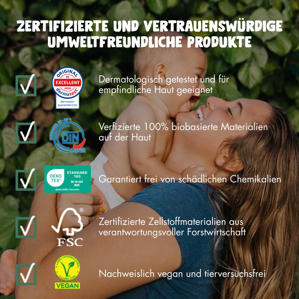 Naty Baby Öko Windeln - umweltfreundliche Premium-Bio Windeln aus pflanzenbasierten Materialien, ideal für empfindliche Babyhaut (Größe 4-88 Stück)