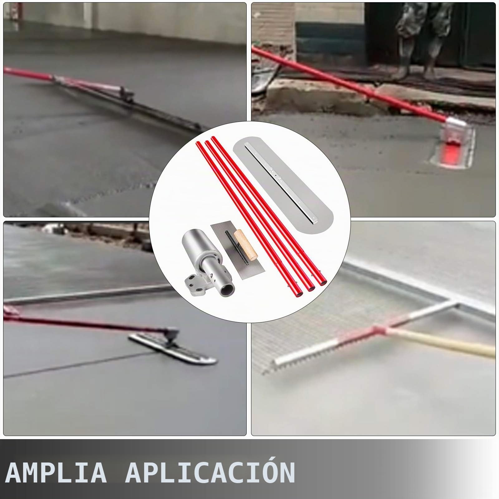 VEVOR Aplanadora de Bordes Redondeados 900 x 200 mm, Bull Float 900 x 200 mm, con Anclaje Ajustable, Llana para Suelos, Paleta Albañil