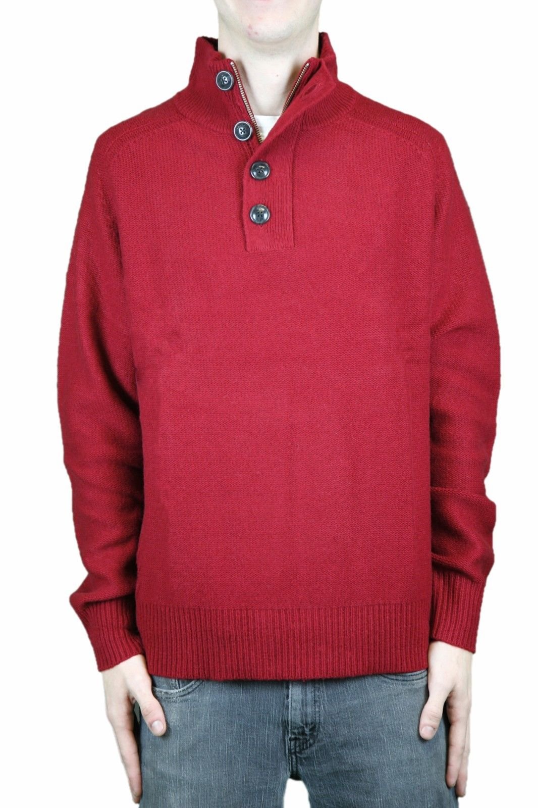 Cordovan Henley Elbow Patch Sweater Sz L