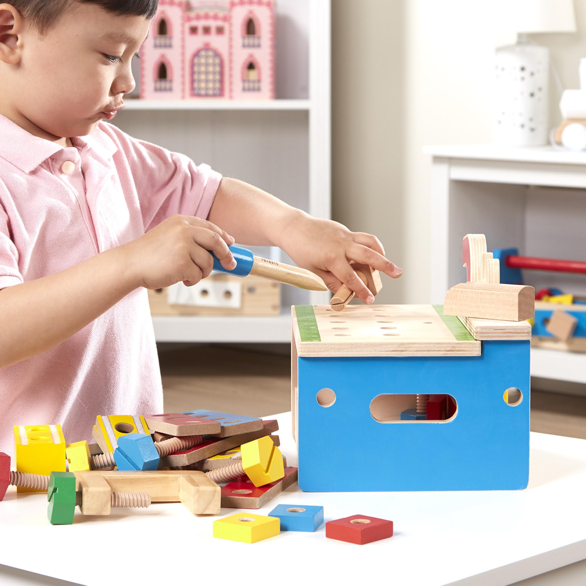 Melissa & Doug Werkbank aus Holz mit Hammer und Säge