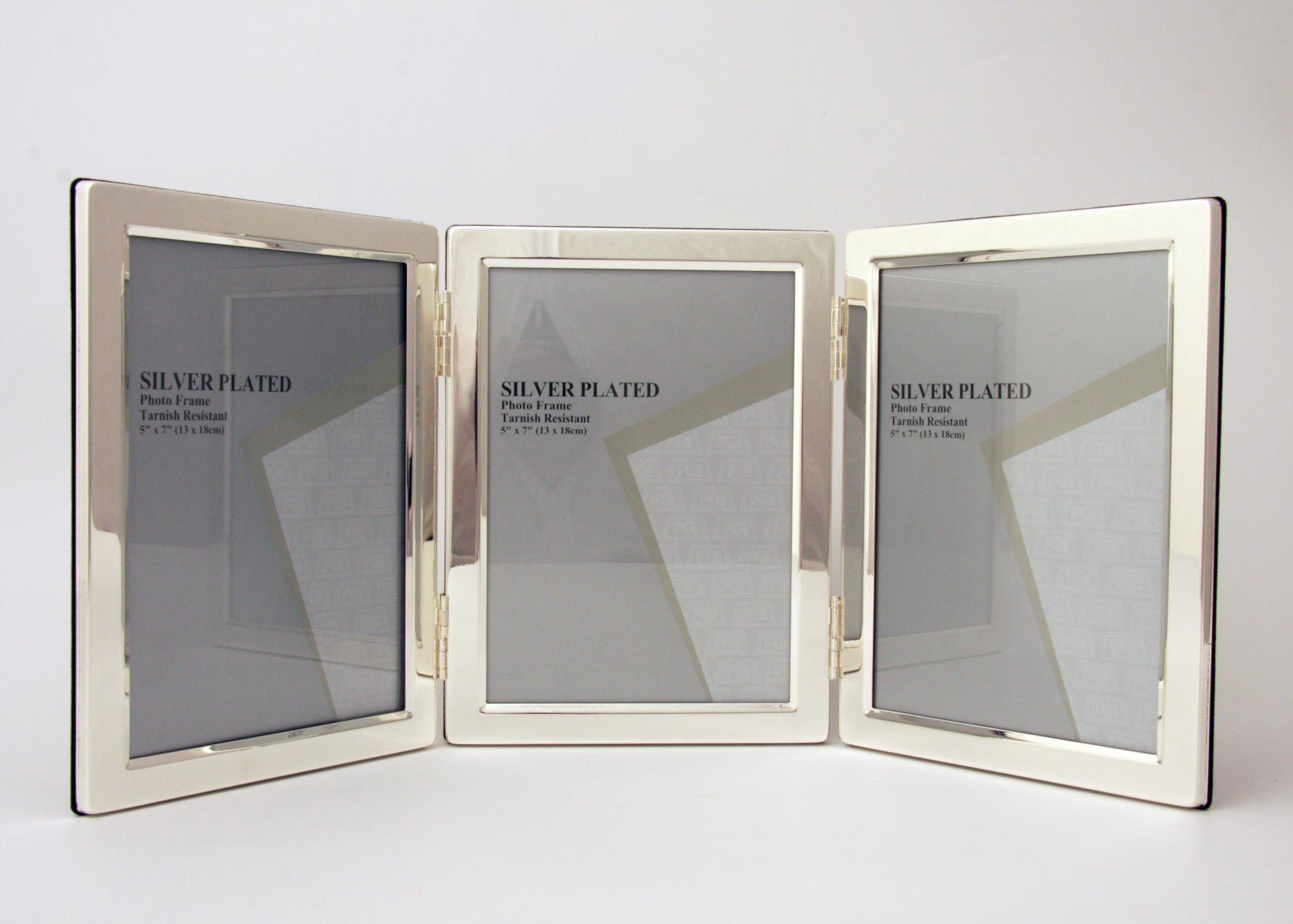 Triple Silver Plated Metal Photo/Picture Frame 4x6. Heavy & Very Well Made! (4X6)