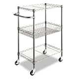 Alera Three-Tier Wire Rolling Cart, 28w x 16d x 39h, Black Anthracite