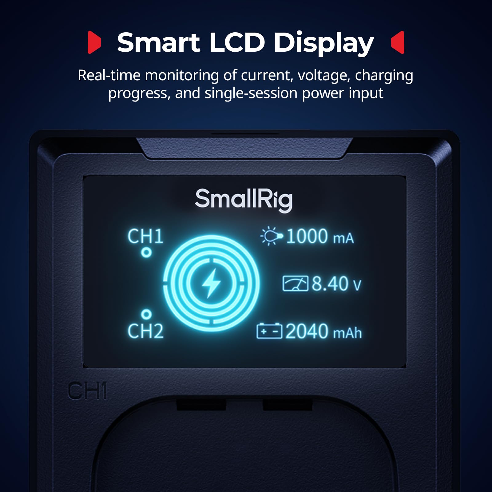 SMALLRIG Zestaw ładowarki do akumulatorów do Canon LP-E6P, akumulator 2520 mAh z podwójnym gniazdem szybkiego ładowania i wyświetlaczem LCD do Canon EOS R5 Mark II, R6 Mark II, 5D Mark II, 6D - 5409
