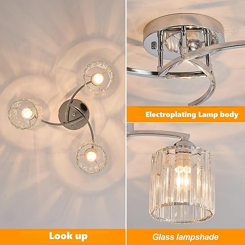 Miniatura 4 de Lámpara de techo de 3 luces (plata)