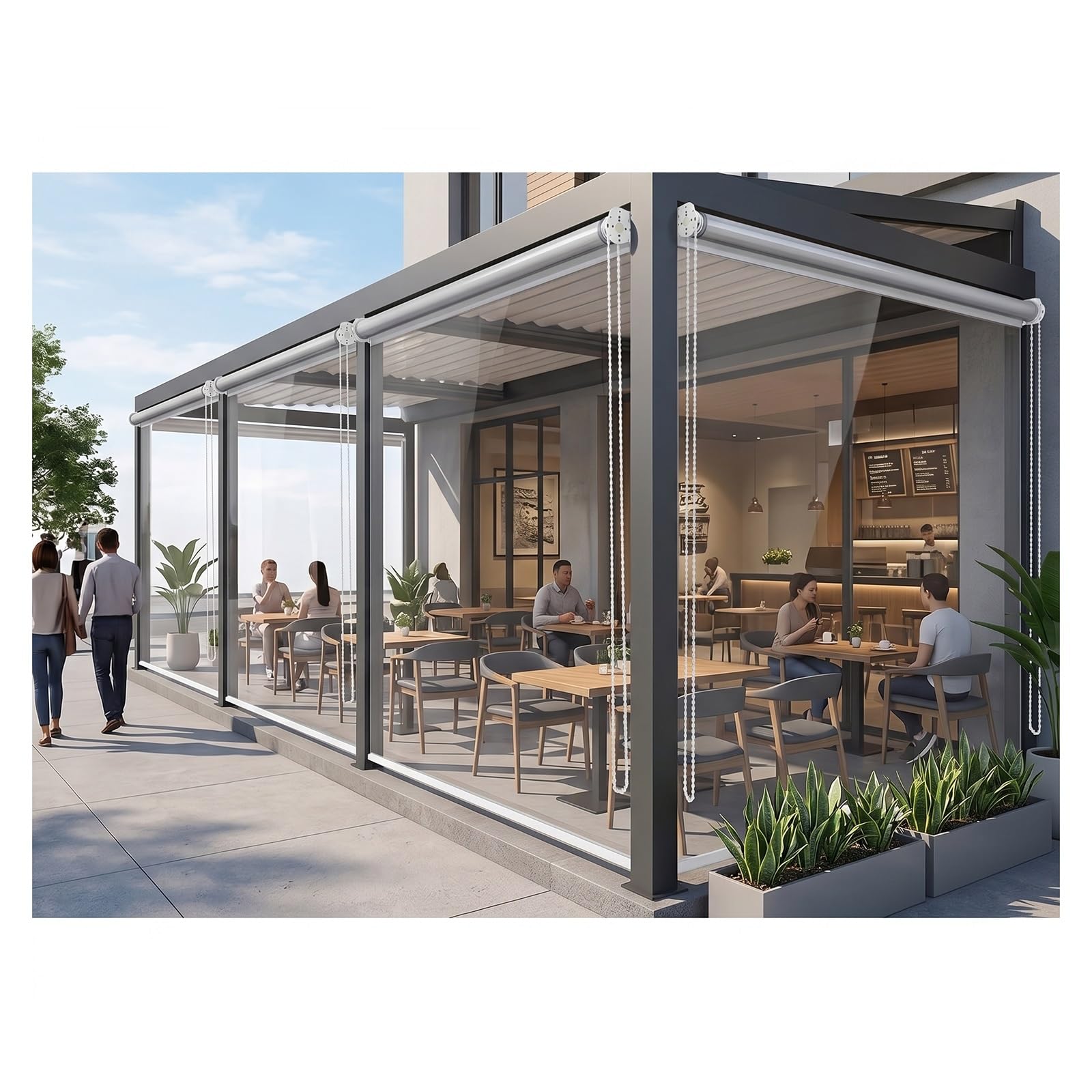 Clear waterproof roll up blinds，porch blinds outdoor roll up weatherproof，enclosed patio，vinyl curtains for patio，Transparent PVC Roller Shade Blind，0.5mm Thick(W100*H160cm/W39.37*H62.9in)