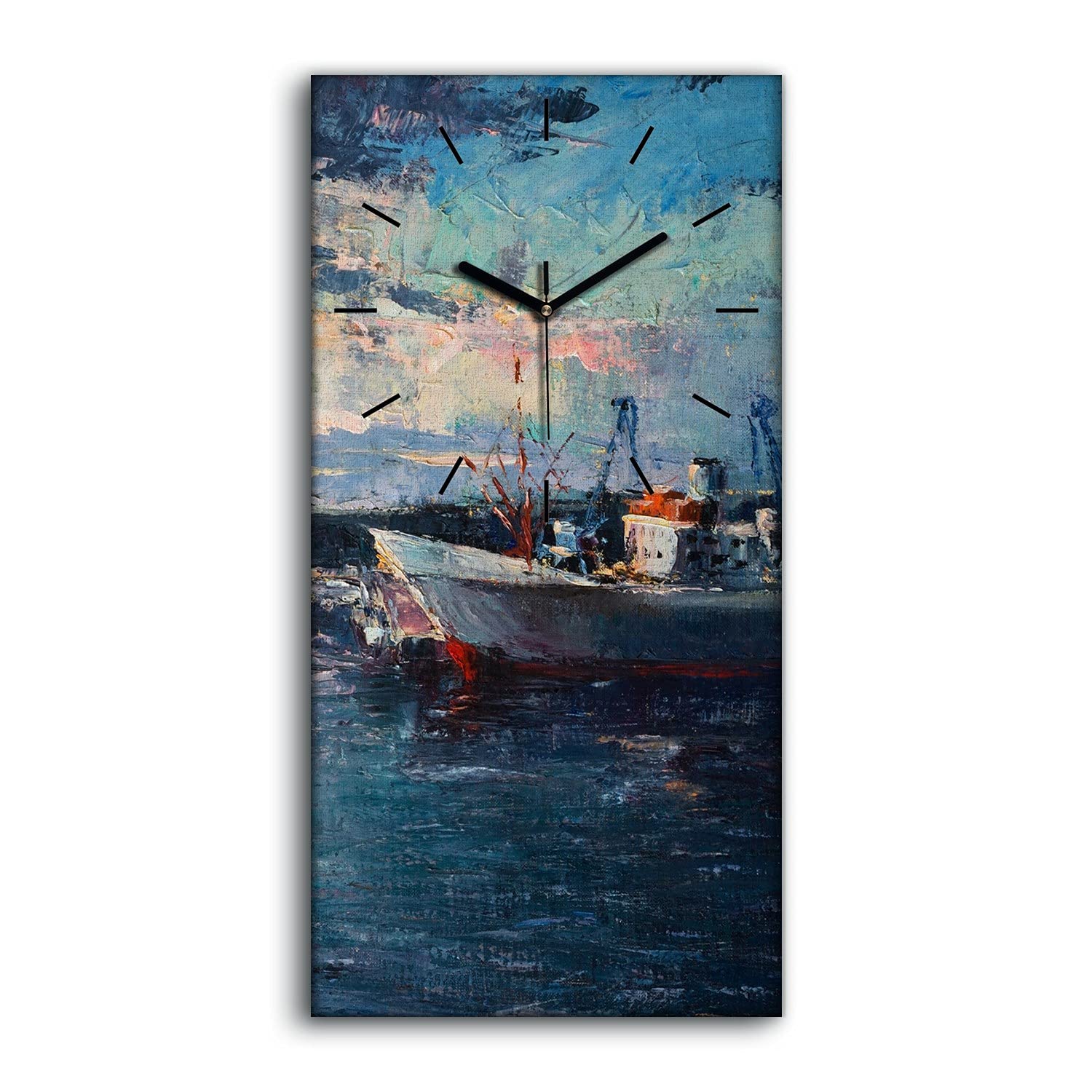 Horloge sur Toile Salon 30x60cm Coloray Grand Tableau Mural Moderne Silencieux