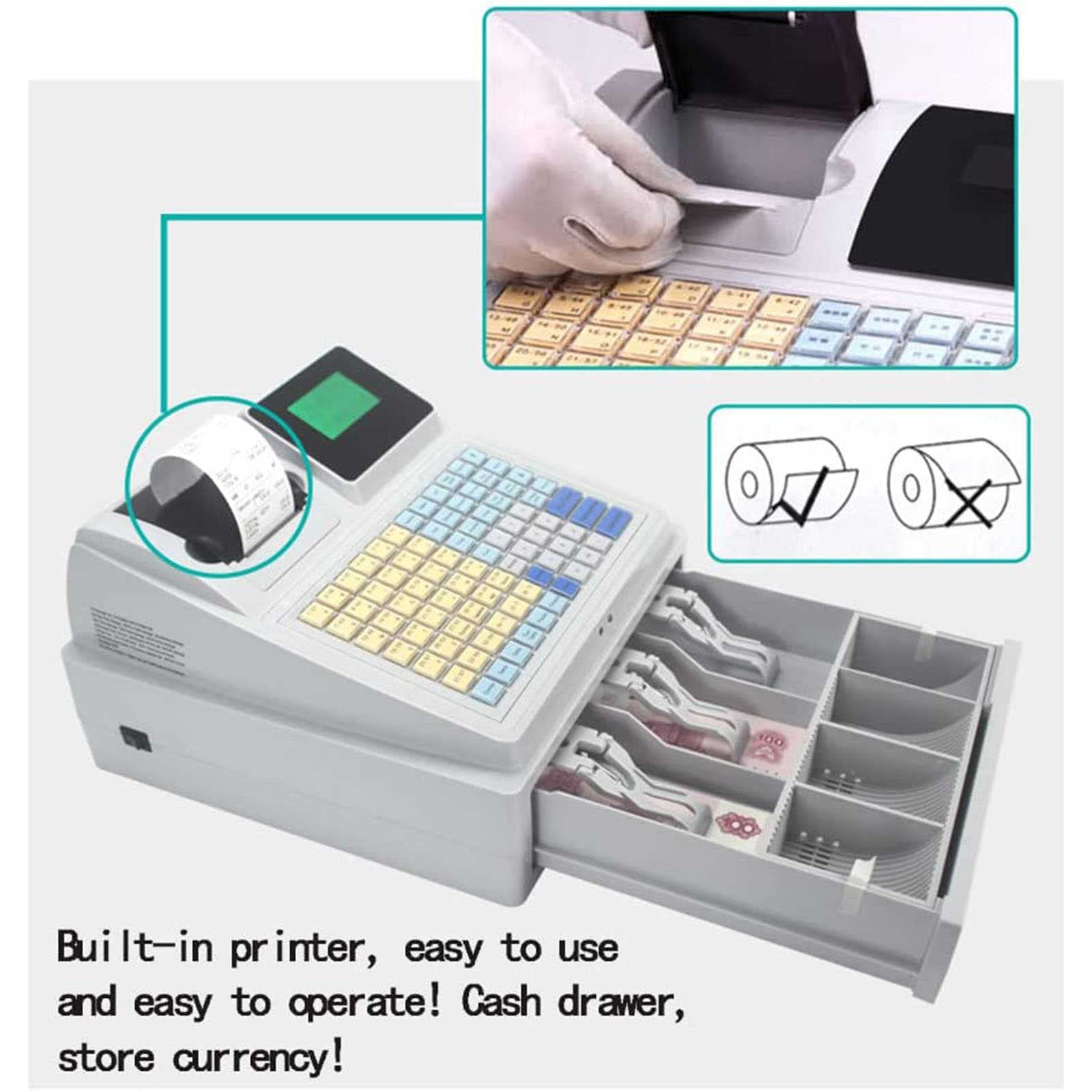 Systme d'encaissement lectronique - avec 81 Touches 8 crans LED numriques Systme de Point de Vente de dtail Tiroir-Caisse - Caisse enregistreuse Multifonctions pour Petites Entreprises/Retail/re