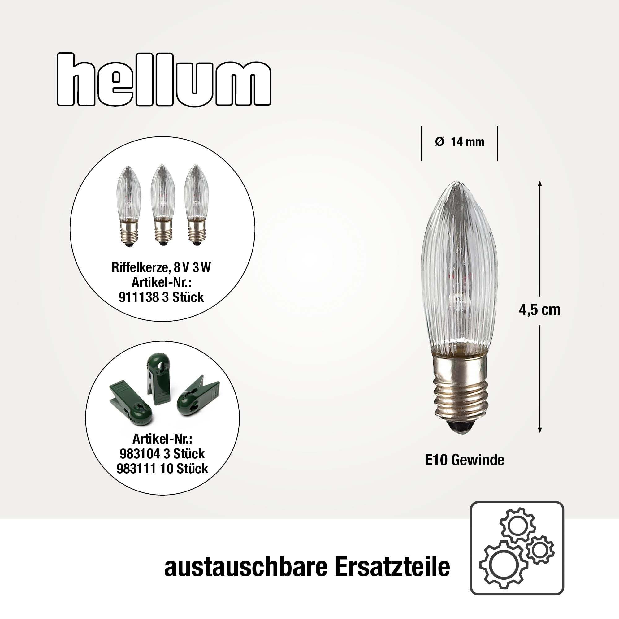 hellum Lichterkette Kerzen Weihnachtsbaum mit Wachstropfen für innen, Made in Germany, 30 Lichter mit teilbarem Stecker, 20,30 m beleuchtet, inklusive 3 Ersatzkerzen, kein LED <59lm 430257