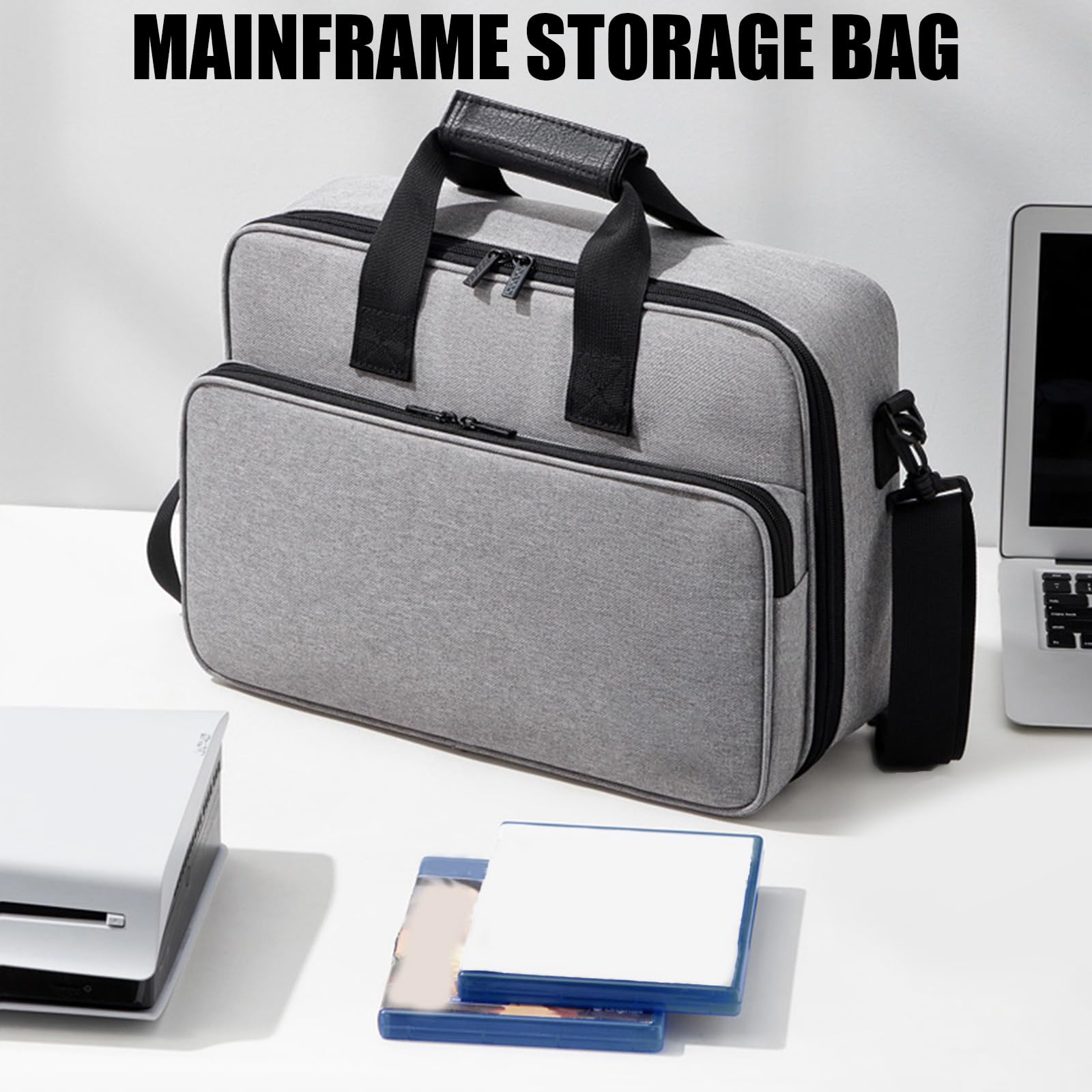 Borsa da viaggio in tessuto Oxford per 5 sistemi con protezioni imbottite e borsa per accessori da gioco integrata con design a tasche multiple