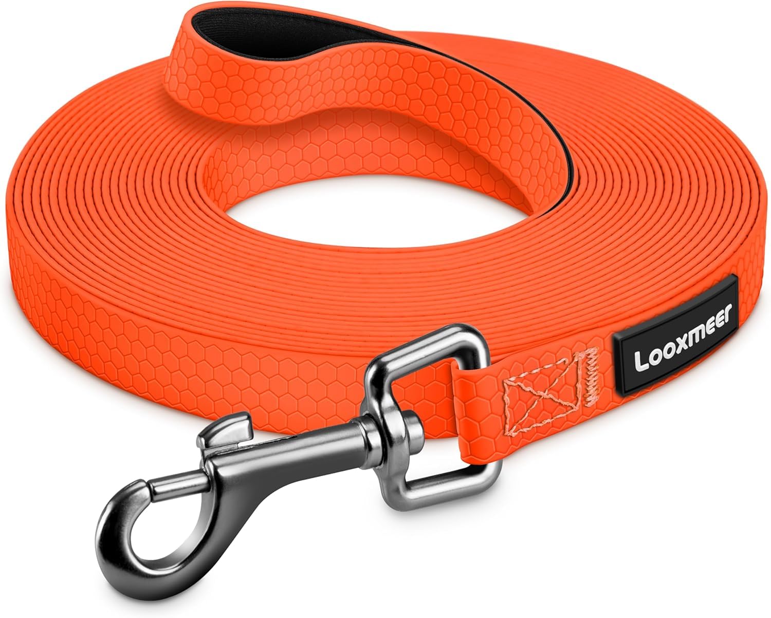 Looxmeer Guinzaglio Addestramento per Cani, Guinzaglio per Cani 3 m/5M/7M/10M/15M/20M/25M/30M, Lunghina Cane Leggero Durevole con Moschettone a D, Custodia Portabile, Arancione Fluo