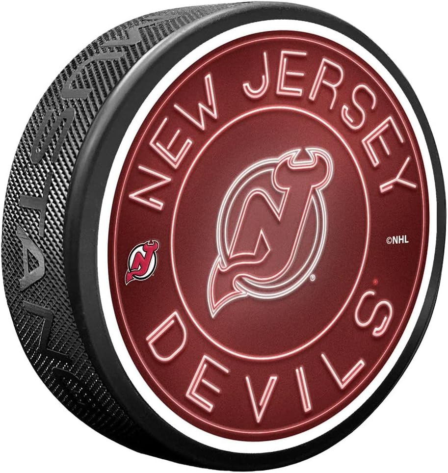 Sports Decor New Jersey Devils Puck - Neon