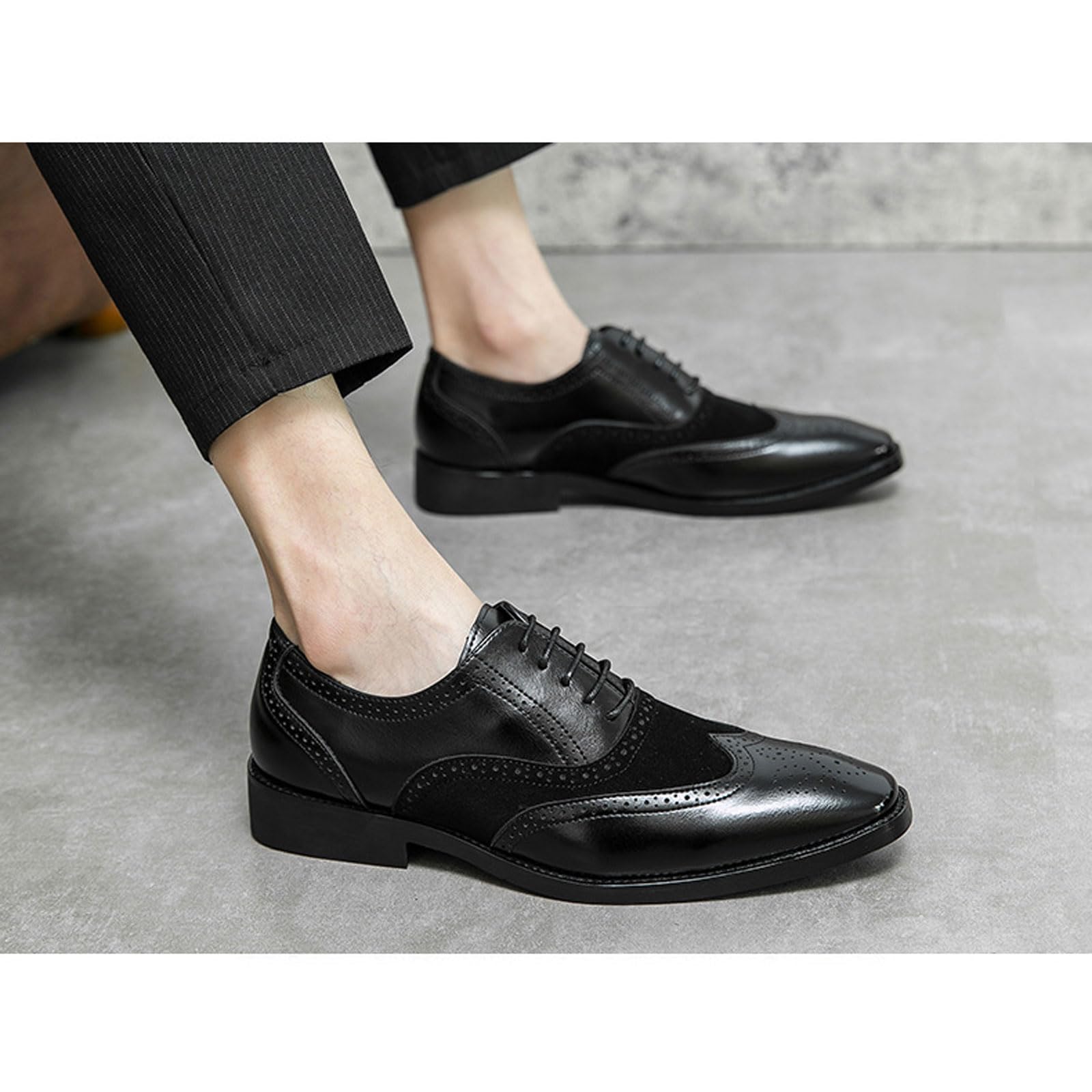 Scarpe da Lavoro retrò da Uomo Comode Classiche Stringate Oxford Brogue