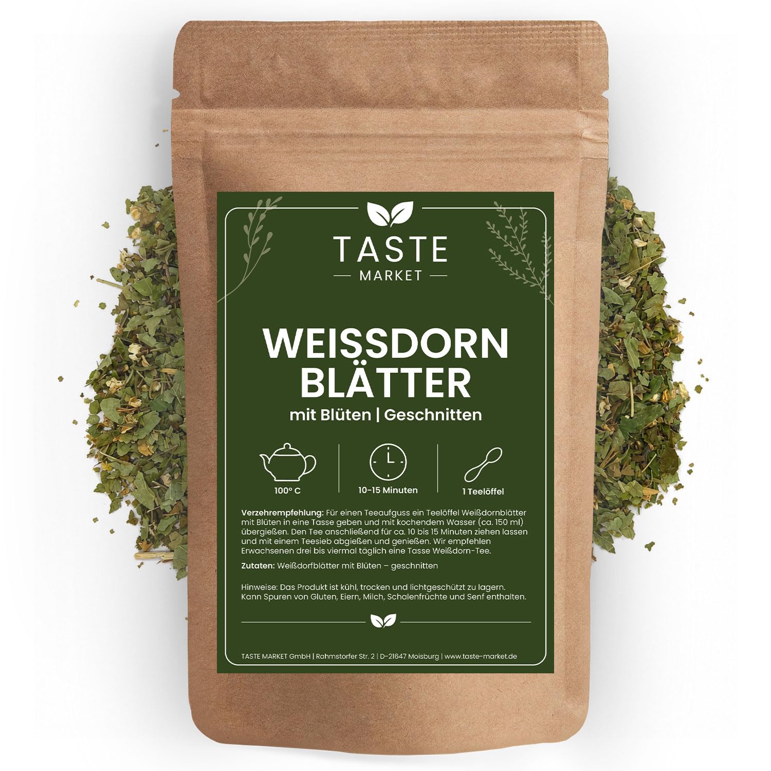 10 kg Weißdornblätter mit Blüten – geschnitten und getrocknet – 100% natürlich – Teezubereitung