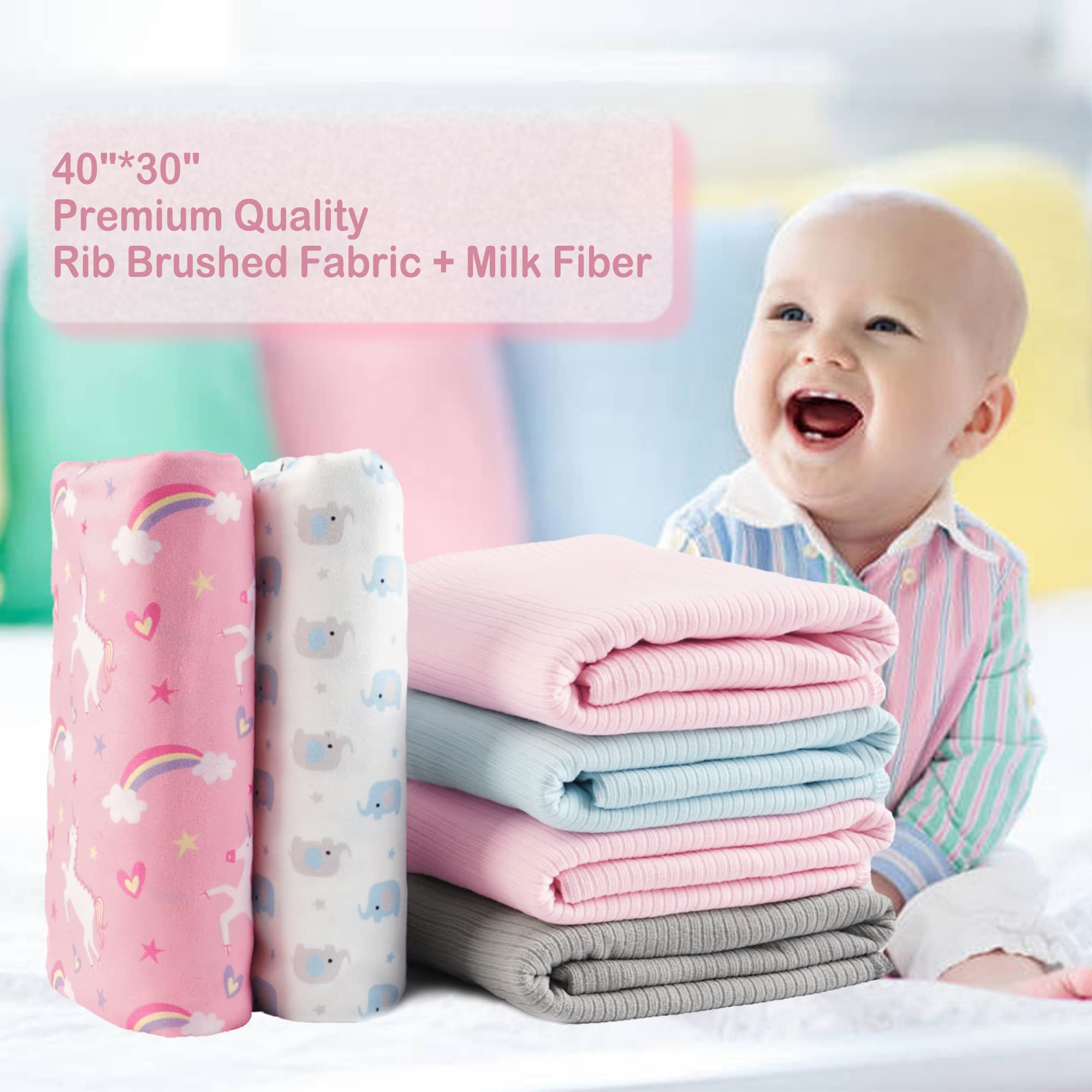lasoftan Manta elástica grande para envolver al recién nacido, manta de recepción para envolver al bebé, funda de lactancia y funda para carriola, perfecta para niños y niñas, 30 x 40 pulgadas, 2