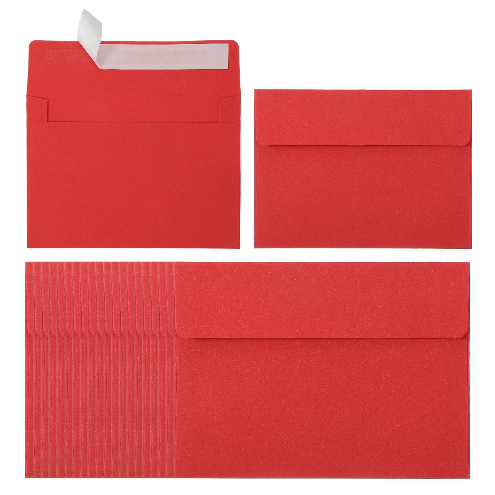 PATIKIL 24Pack A2 Envelopes, Self Seal Red Invitation Envelopes for Postcard Wedding Greeting Cards Photos Announcement Mailing, 14.6 x 11.1cm Size