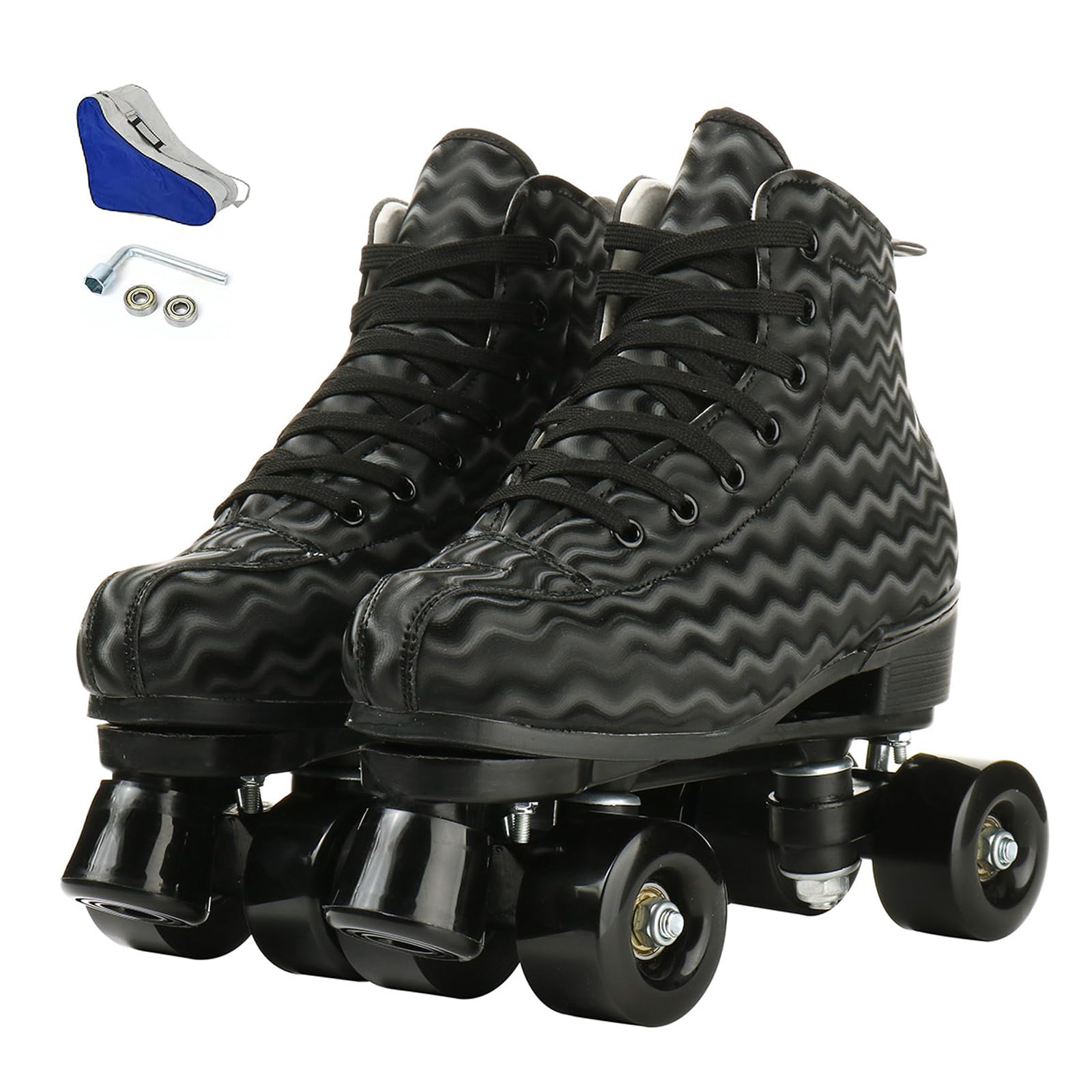 Unisex Roller Skates Double Row Four Wheels High-top Roller Skates Lightning Pattern for Beginners Womens Mens Boys and Girls