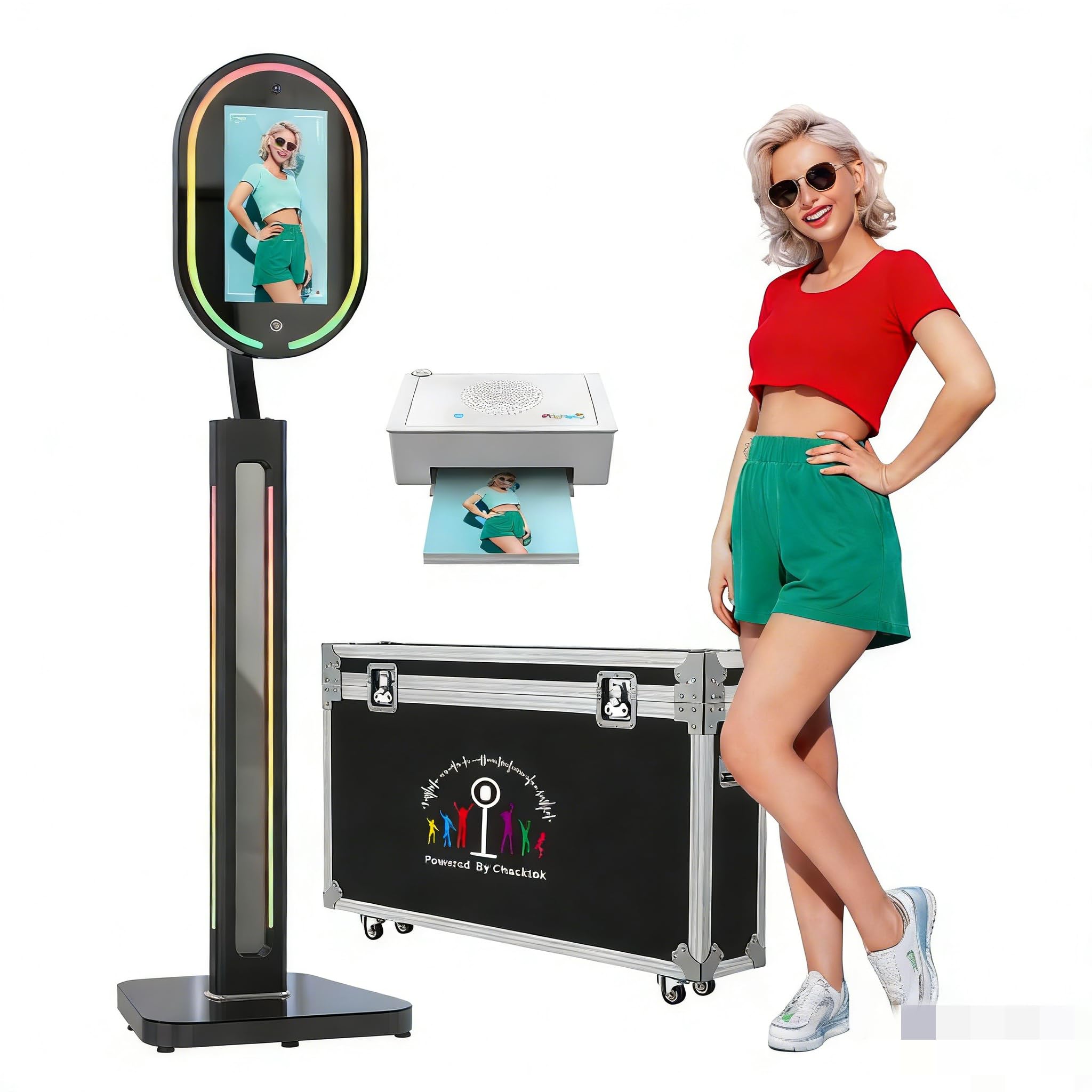47" Smart Photo Mirror Booth: Professional Print Quality, Interactive Display, Great for Weddings & Proms