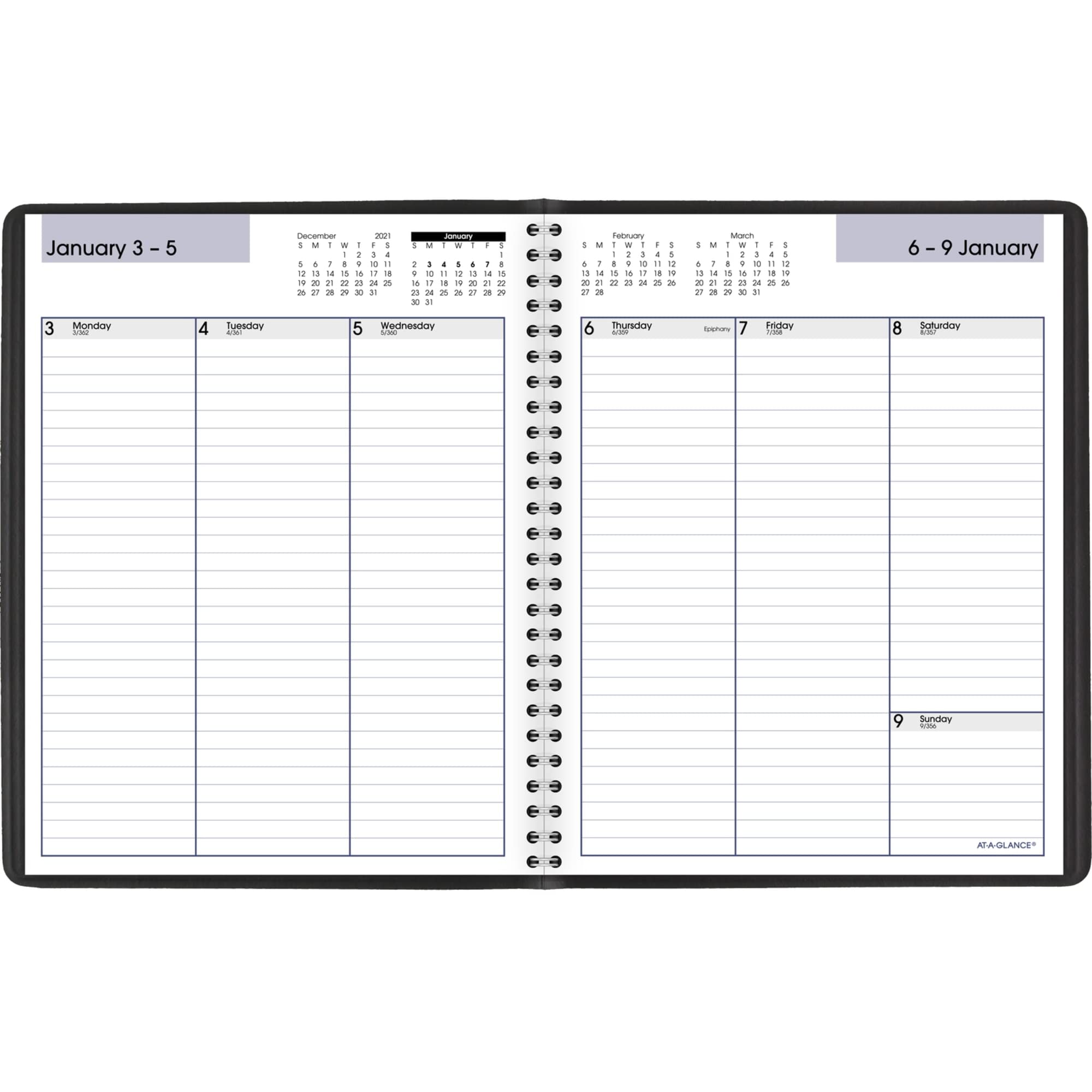 AT-A-GLANCE Wochenplaner 2022, 17,8 x 21,6 cm, Medium, Spalten-Stil, DayMinder, Schwarz (G59000)