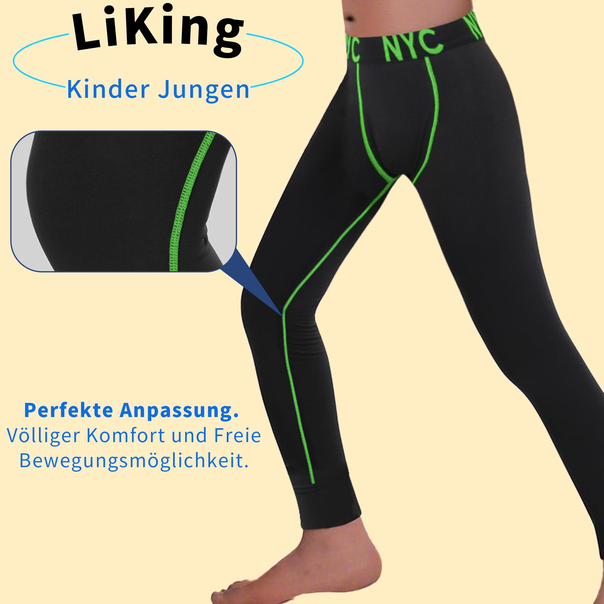LiKing 2/3 Paquetes de Leggings Ajustados Ropa Interior Deportiva para niños Ropa Interior Deportiva Pantalones de fútbol con Eslogan