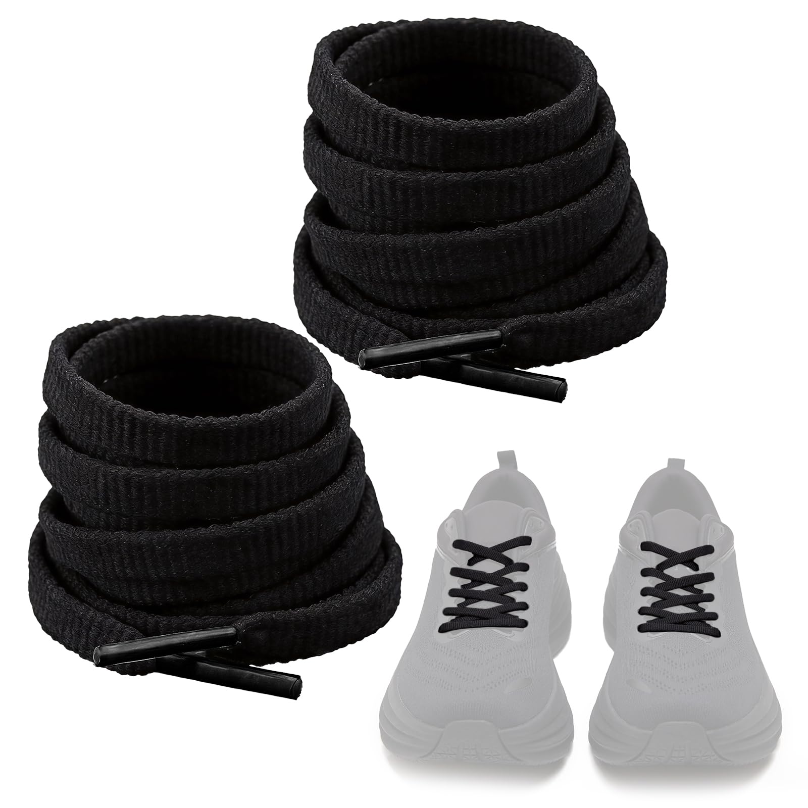 Shoe Laces Replacement for HOKA Running Sneakers Shoes,Width1/4(6mm),Length55(140cm),Black,2Pairs