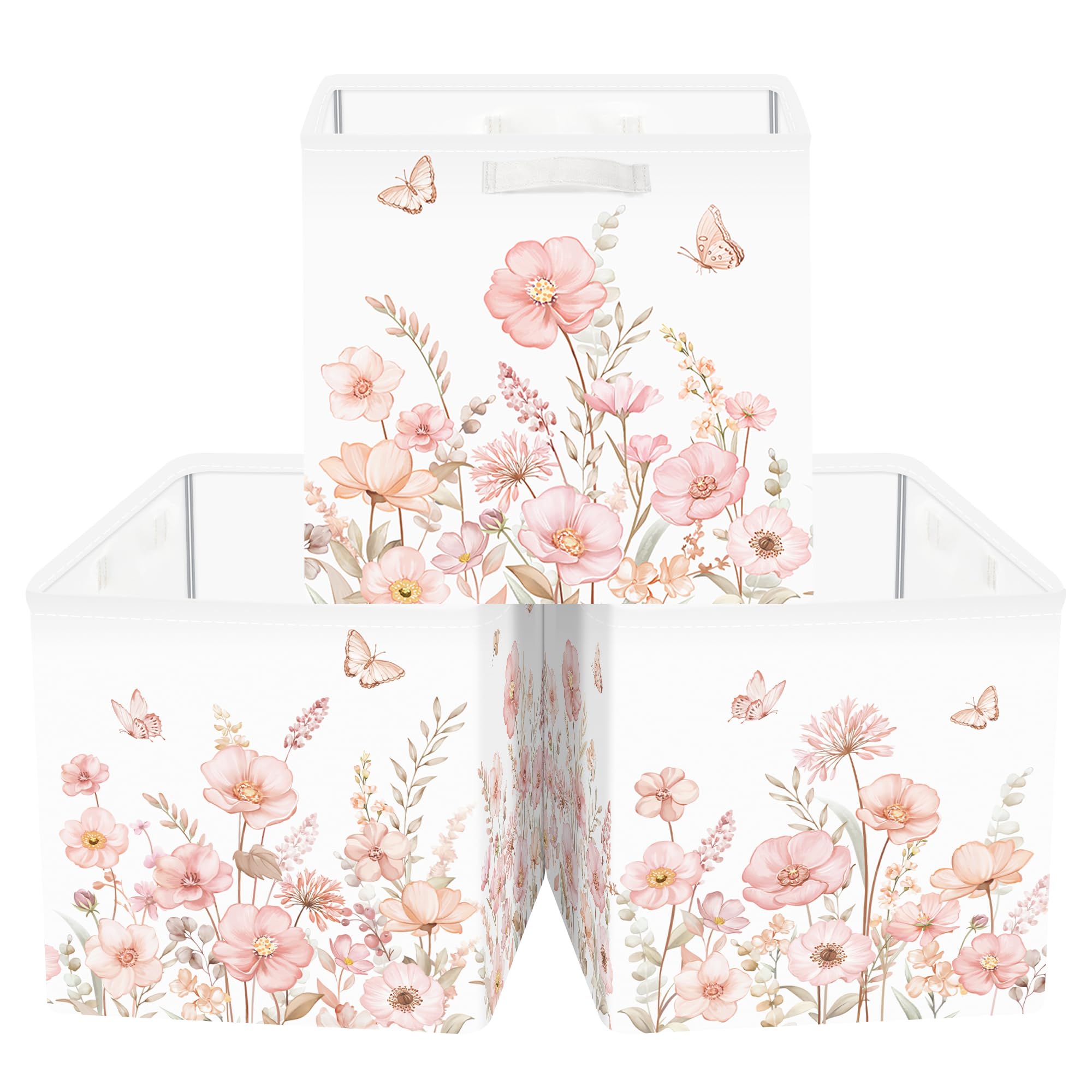 Boite de rangement tissu fleurs pour organiser la salle de bain panier pliable