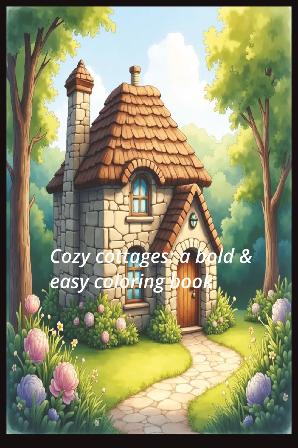 Cozy Cottages: A Bold & Easy Coloring Book: Simple Country Cabins and Whimsical Houses Coloring Book for Adults, Seniors, and Beginners