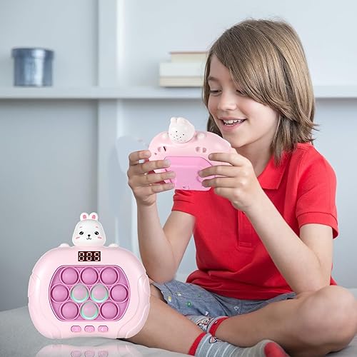 Miniatura 6 de Juego de burbujas de empuje rápido con pantalla, lindo juego para ansiedad, juego de mano con luz de empuje rápido con 6 modos de juego, juguetes