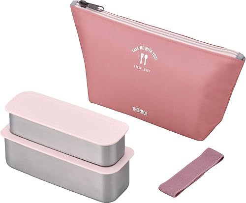 Thermos DSA-604W DTP 2-Tier Slim Fresh Lunch Box, 22.0 fl oz (635 ml), Dusty Pink