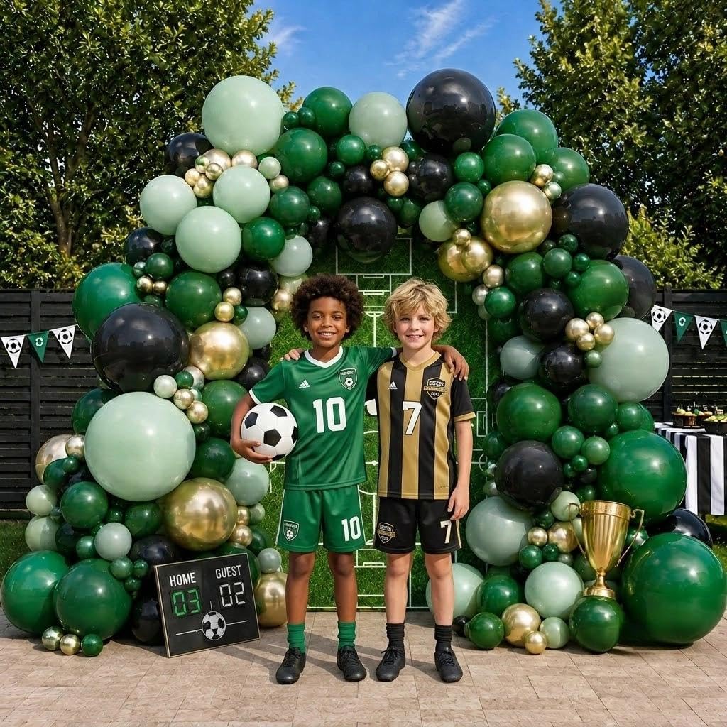 Grüne schwarze Ballon-Girlande, staubige grüne Luftballons, dunkelschwarzer Salbei, Goldballons für Abschlussfeier, Babyparty, Brautparty, Dschungel, Geburtstag, Abschlussball, Party-Dekorationen