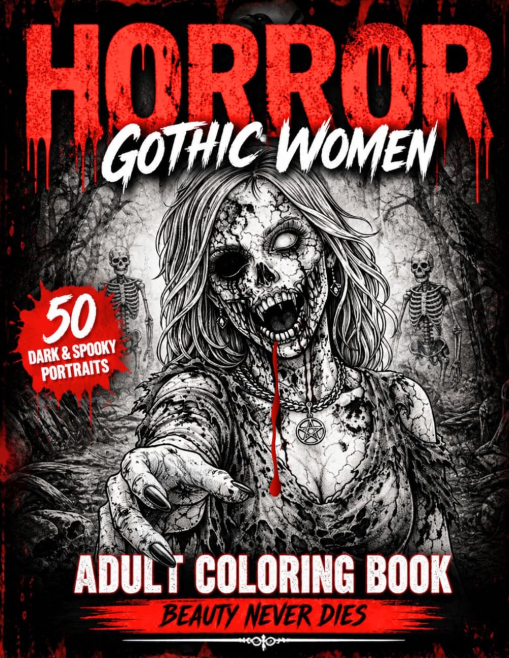 Horror Gothic Women Coloring Book For Adults: 50 Dark, Spooky & Macabre Portraits of Gothic Women – Creepy Beauty, Haunted Souls, Female Vampires and ... Relief (Cinematic Gothic Horror Series)