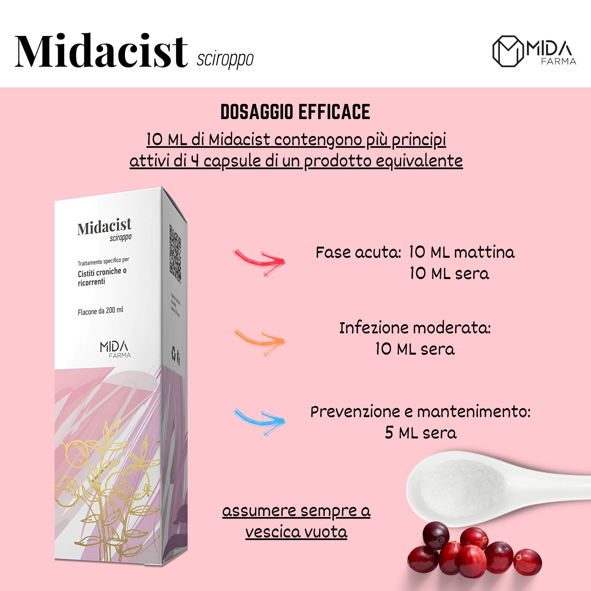 D Mannosio 2000 mg e Mirtillo Rosso | Per Cistite, Candida, Infezioni Urinarie | Con Fermenti Lattici | Sciroppo da 200ml