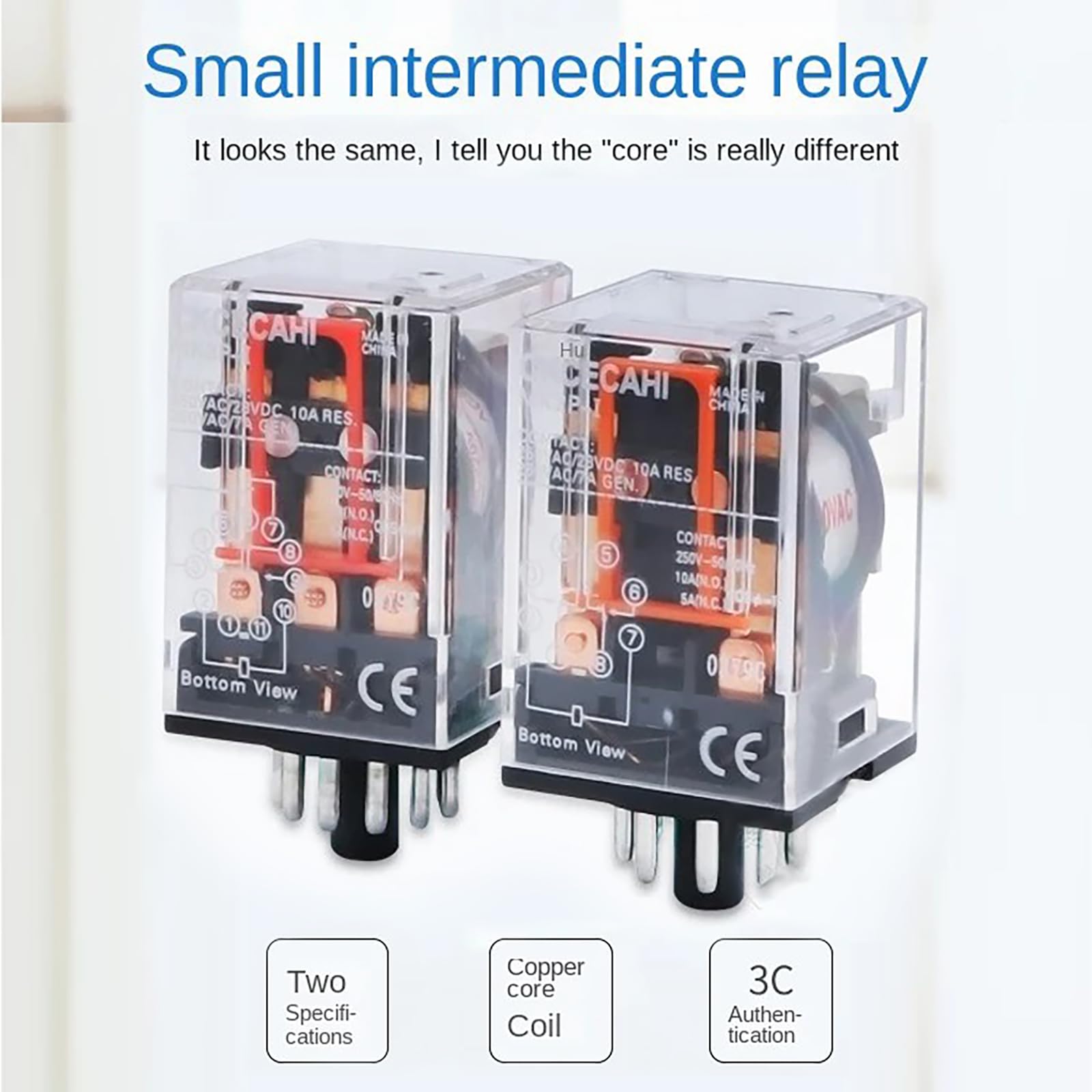 Binghe Rele 220v, Piccolo relè, Relè a doppio scambio,Relè di uso MK2P-I AC 220V bobina DPDT 8 pin con il suo zoccolo plug-in PYF83A Doppio contatto di scambio