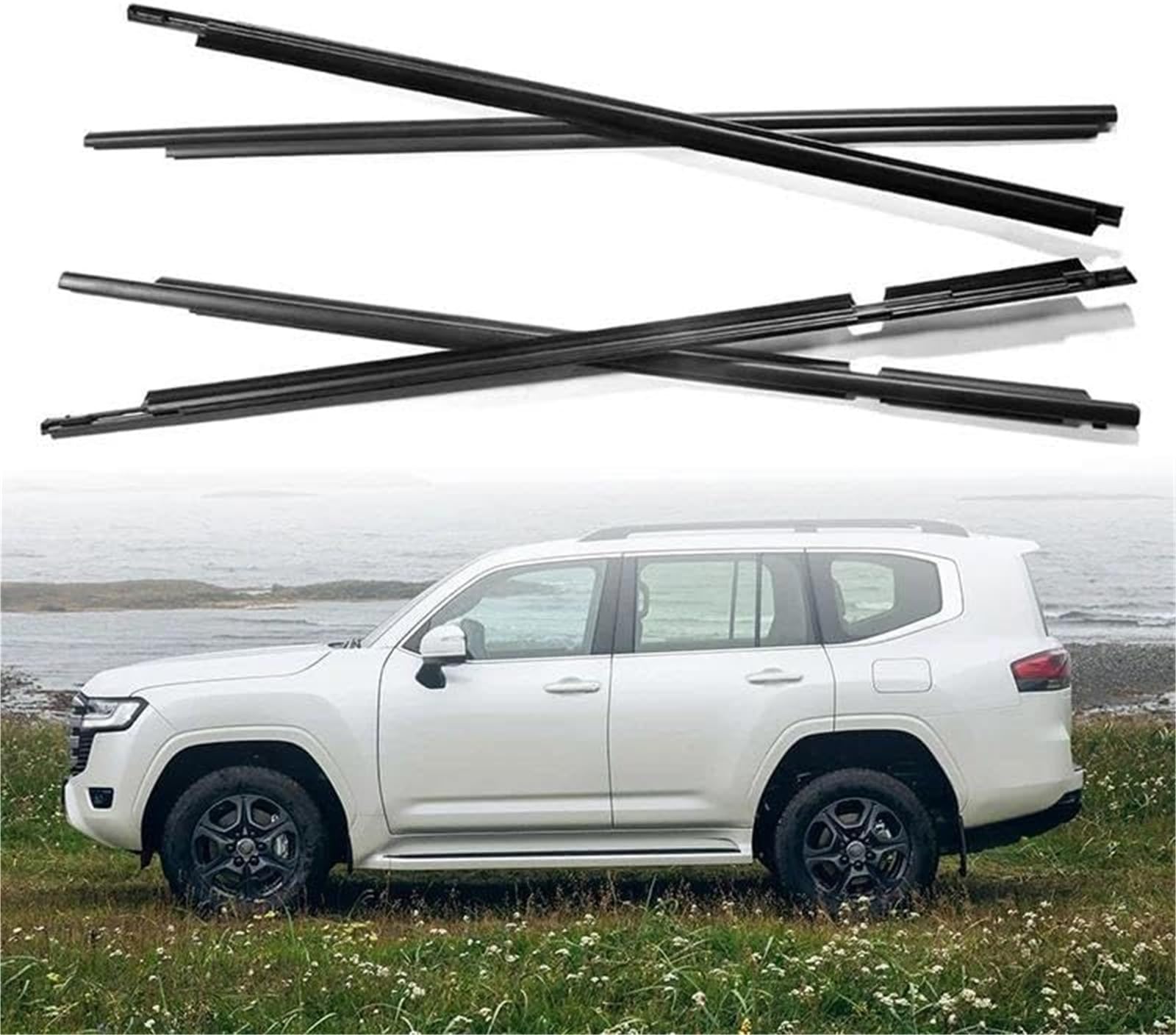 Listwa krawędziowa okna samochodowego Gumowe wykończenie okna dla TOYOTA dla Land Cruiser 120 Prado 2003-2009 uszczelka uszczelka 75711 60061 4 sztuk