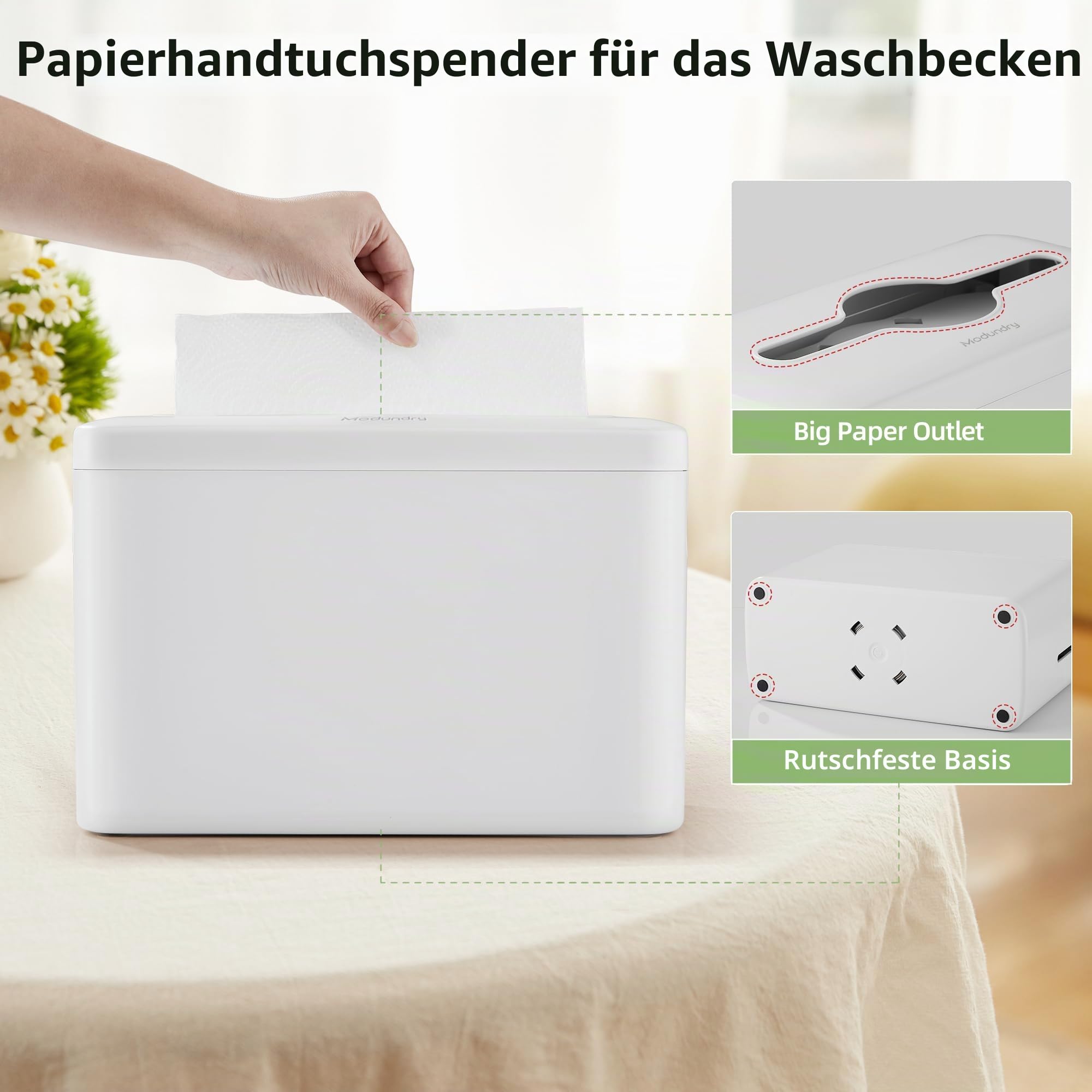 Papierhandtuchspender Tischspender für Multifold Papierhandtücher, Tissue Boxspender Kommerzielle Handtuchspender für Küche Badezimmer Büro Restaurant (Weiß)