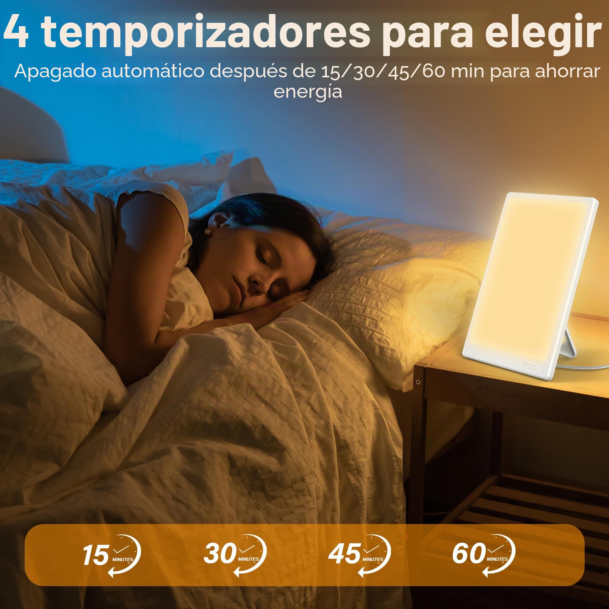Bravmate lámpara diurna 10000 Lux, control táctil lámpara solar sin UV con 3 temperaturas de color, luz del día con soporte ajustable de 45 ° para el lugar de trabajo o el hogar