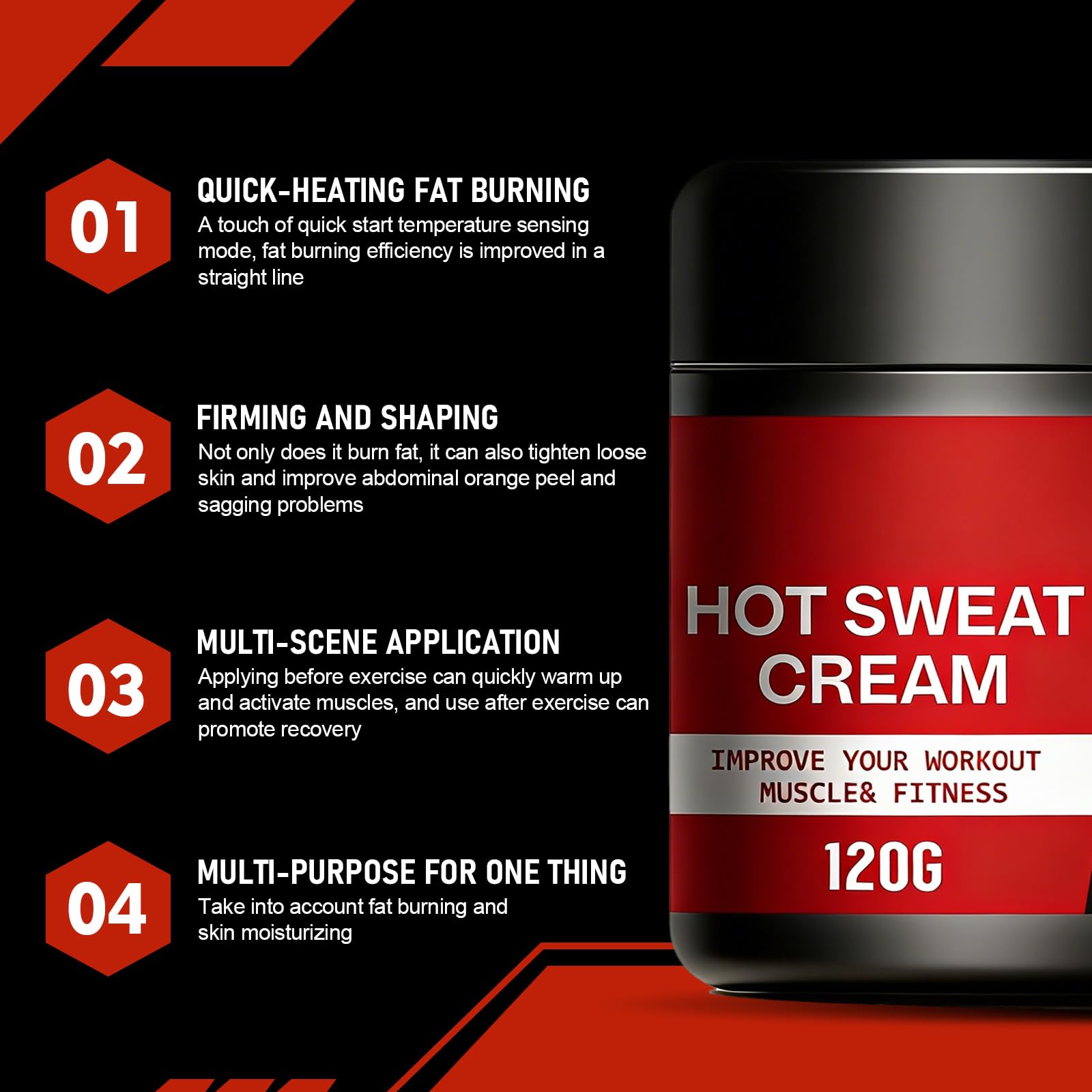 Crema abdominal de 120 g, Crema Quema Grasa Abdominal,Crema de masaje moldeadora corporal para adelgazar la cintura, Abdomen y Gluteos,Hot Cream - 5