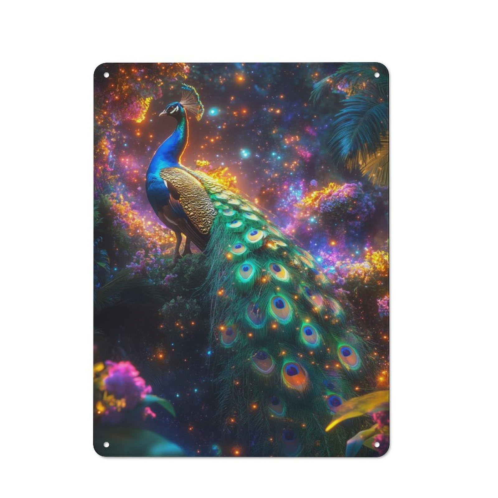 Junmoney Peacock In A Dreamy Forest Retro Metal Sign 40X30cm For Hobby Room Or Studio, Autumn Wall Decor For Creative Interior Collectors