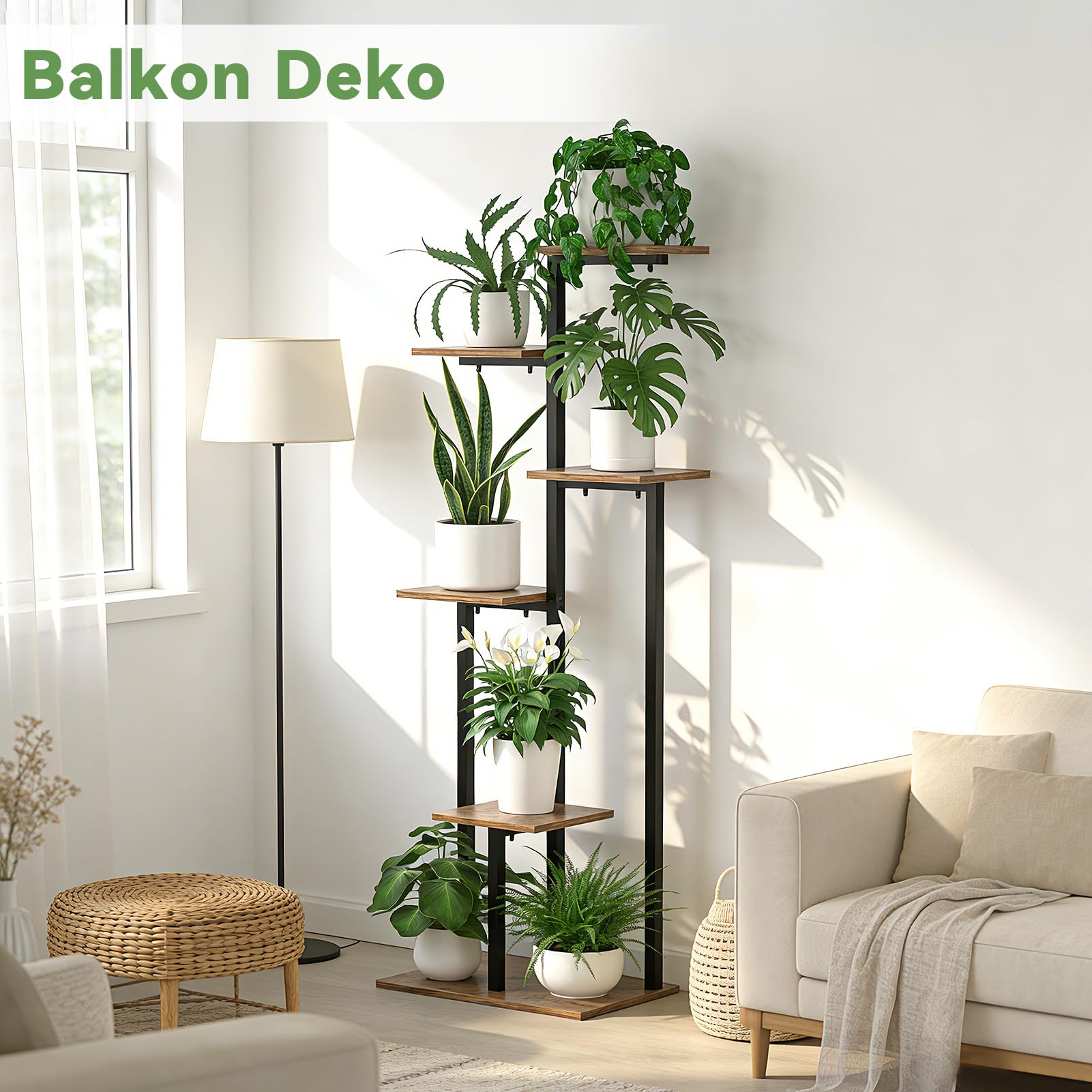 6 Etagen Blumenständer Blumenregal Pflanzenregal Für Balkon Deko & Büro | Pflanzenständer Innen, platzsparend, Pflanzenregal Für Mehrere Pflanzen, Vertikales, Zimmerpflanzen Für Wohnzimmer & Büro