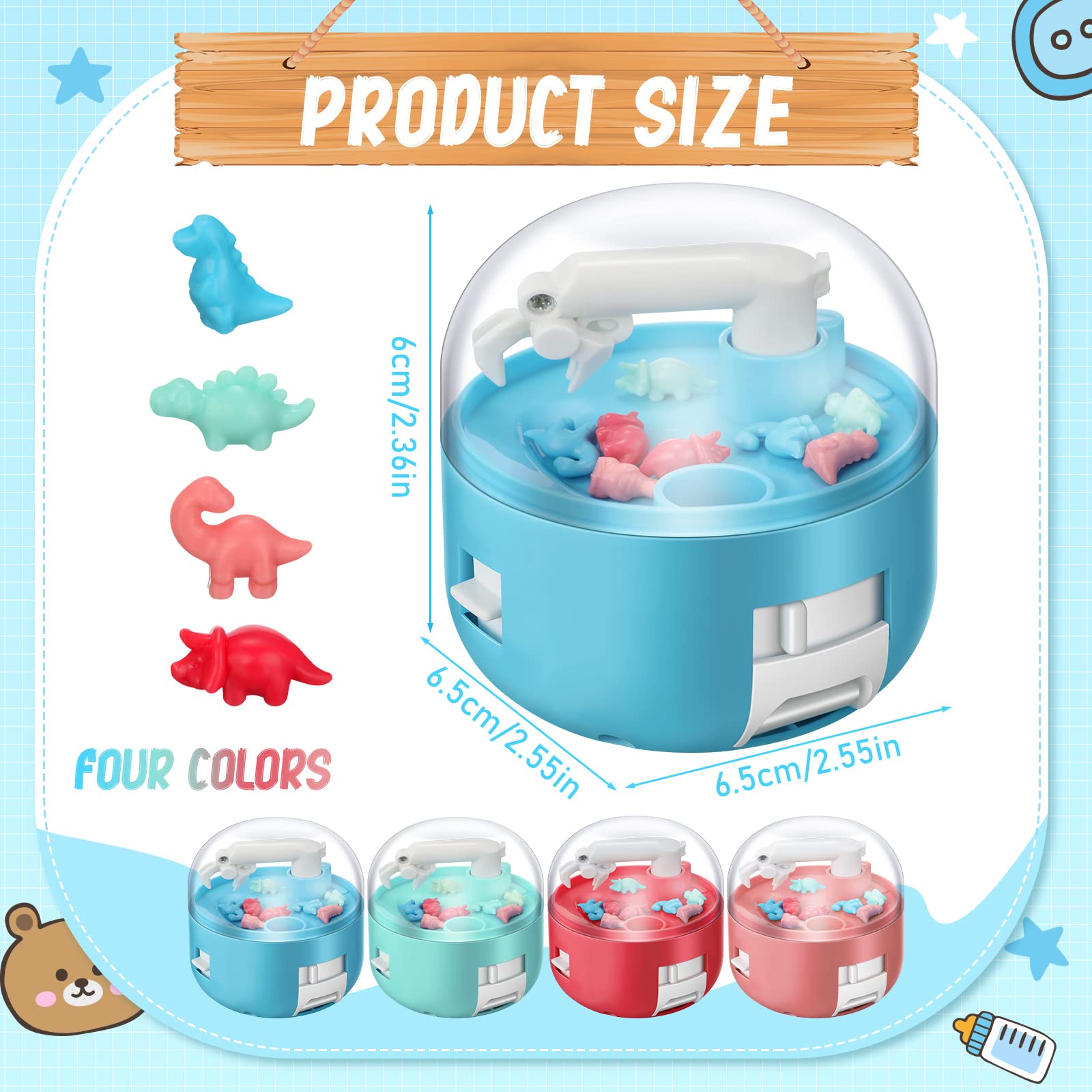 Mini máquina de dinosaurios de garra, premios de máquina de garras para niños, juego de agarre de arcade, regalos de Navidad, cumpleaños, recuerdos de fiesta para niños y niñas (estilo dinosaurio, 16 2