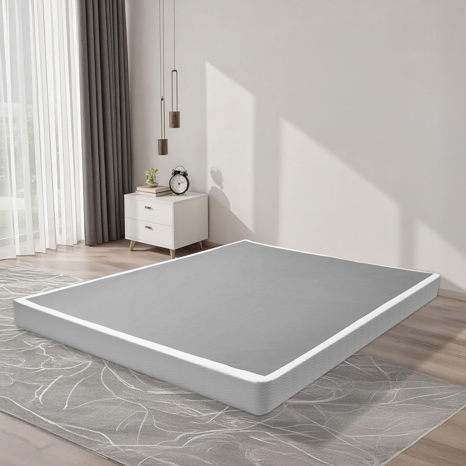 VEVOR Boxspringbettgestell (Queen-Size) mit Waschbarem Stoffbezug, Metallrahmen (2010 x 1515 x 130 mm) für Queensize-Betten, 13 cm Matratzenauflage, Max. Belastbarkeit 1587,57 kg, Matratzenfundament