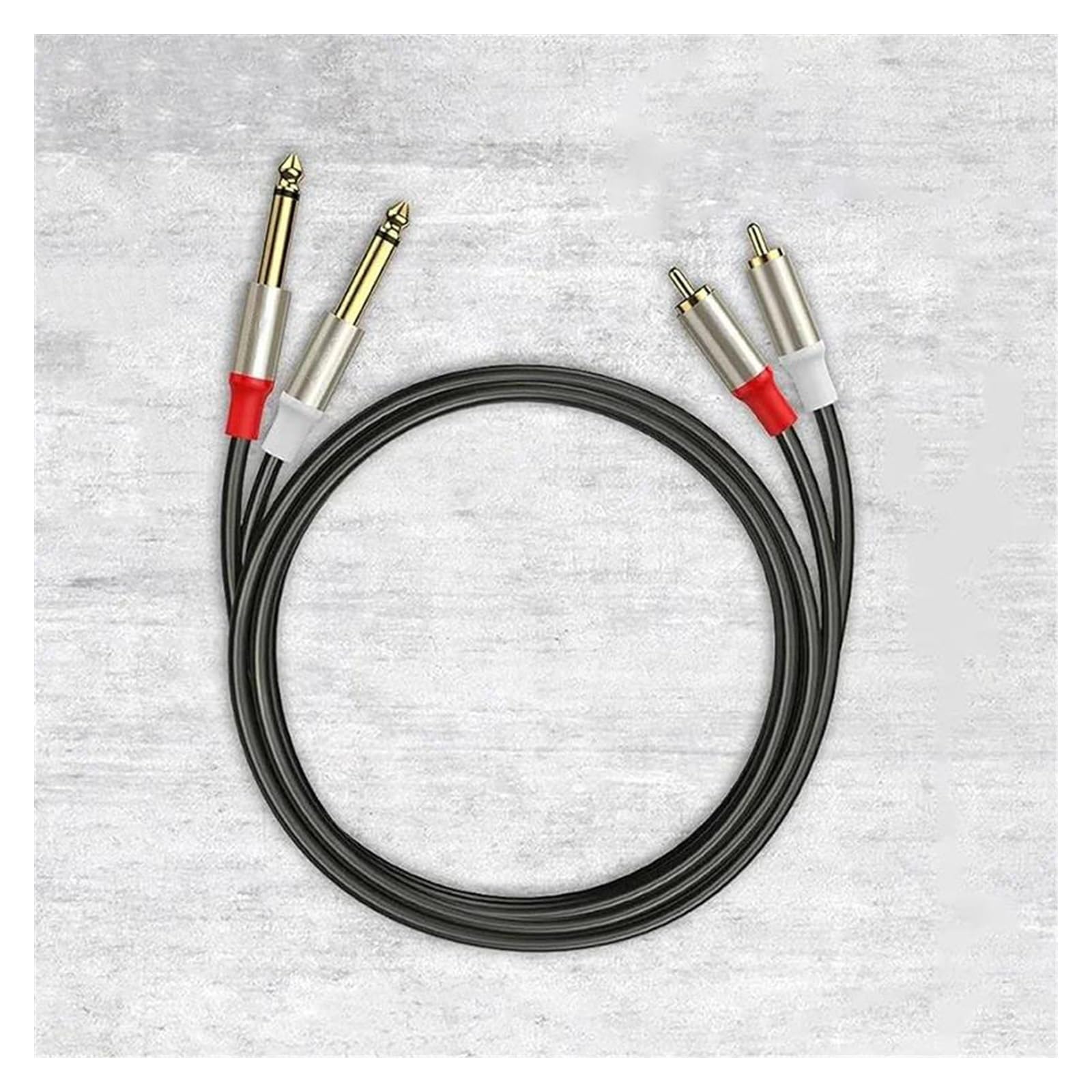 kabel audio instrumentu muzycznego 6,35 Mm Do Kabla Dual 1/4 Męski Do Dual Męski Stereofoniczny Kabel Do Gitary, Odbiornika, Głośnika, Wzmacniacza, Kina Domowego(6.35 to RCA,5m)