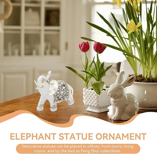 Miniatura 5 de Estatuas de elefante de Feng Shui, figura de elefante blanco, estatua de decoración de elefante blanco, figuras de la suerte blancas decorativas