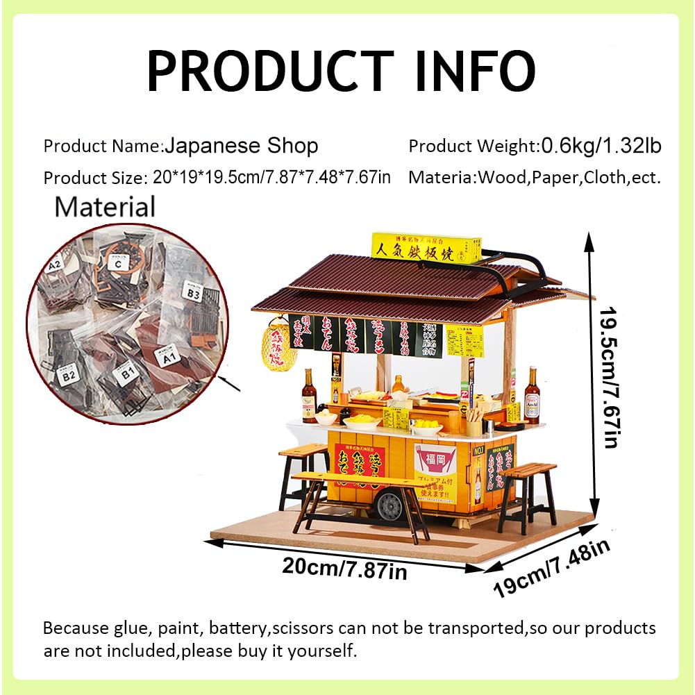 Kit fai da te per casa delle bambole in miniatura, negozio giapponese, casa delle bambole in legno, kit per casa delle bambole con mobili da costruire, giocattolo puzzle per regali creativi