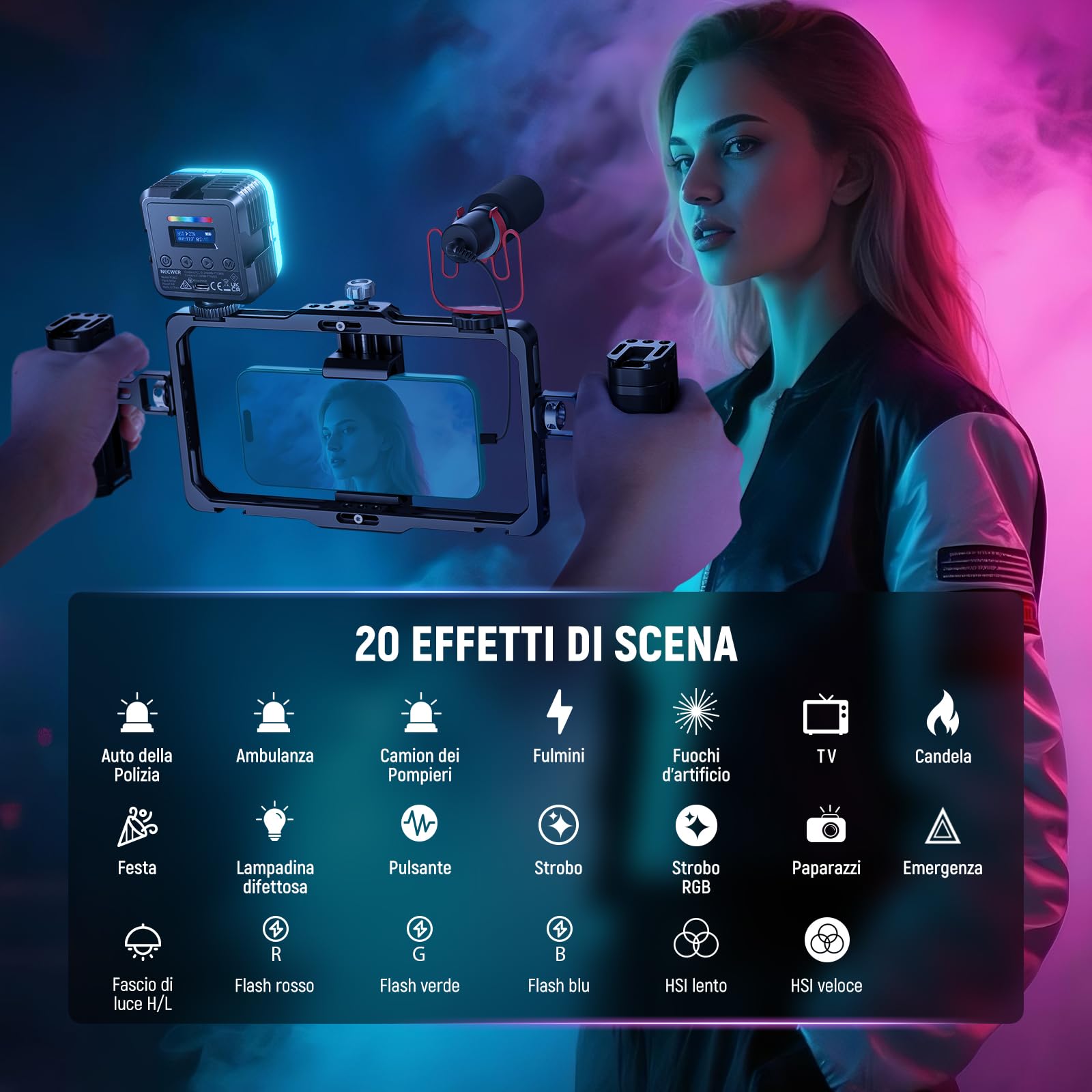 NEEWER Luce Fotocamera RGB Magnetica — immagine 4 di 11