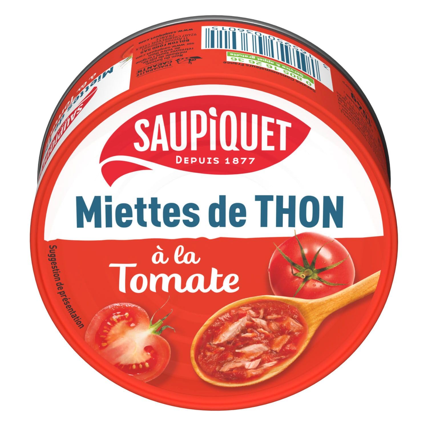 SAUPIQUET - Miettes de Thon à la Tomate - À Consommer Chaud ou Froid - Issues d'une Pêche Traçabilité Garantie - 24 Conserves (160 g)